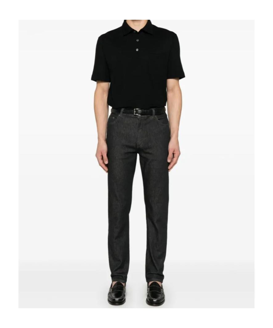 ZEGNA Cotton Polo Shirt In Black Product Image