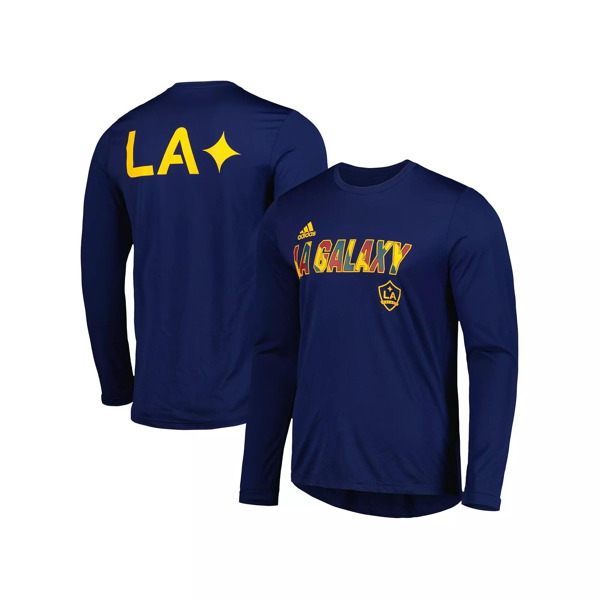 Men's adidas Navy LA Galaxy Jersey Hook AEROREADY Long Sleeve T-Shirt, Size: 2XL, Blue Product Image