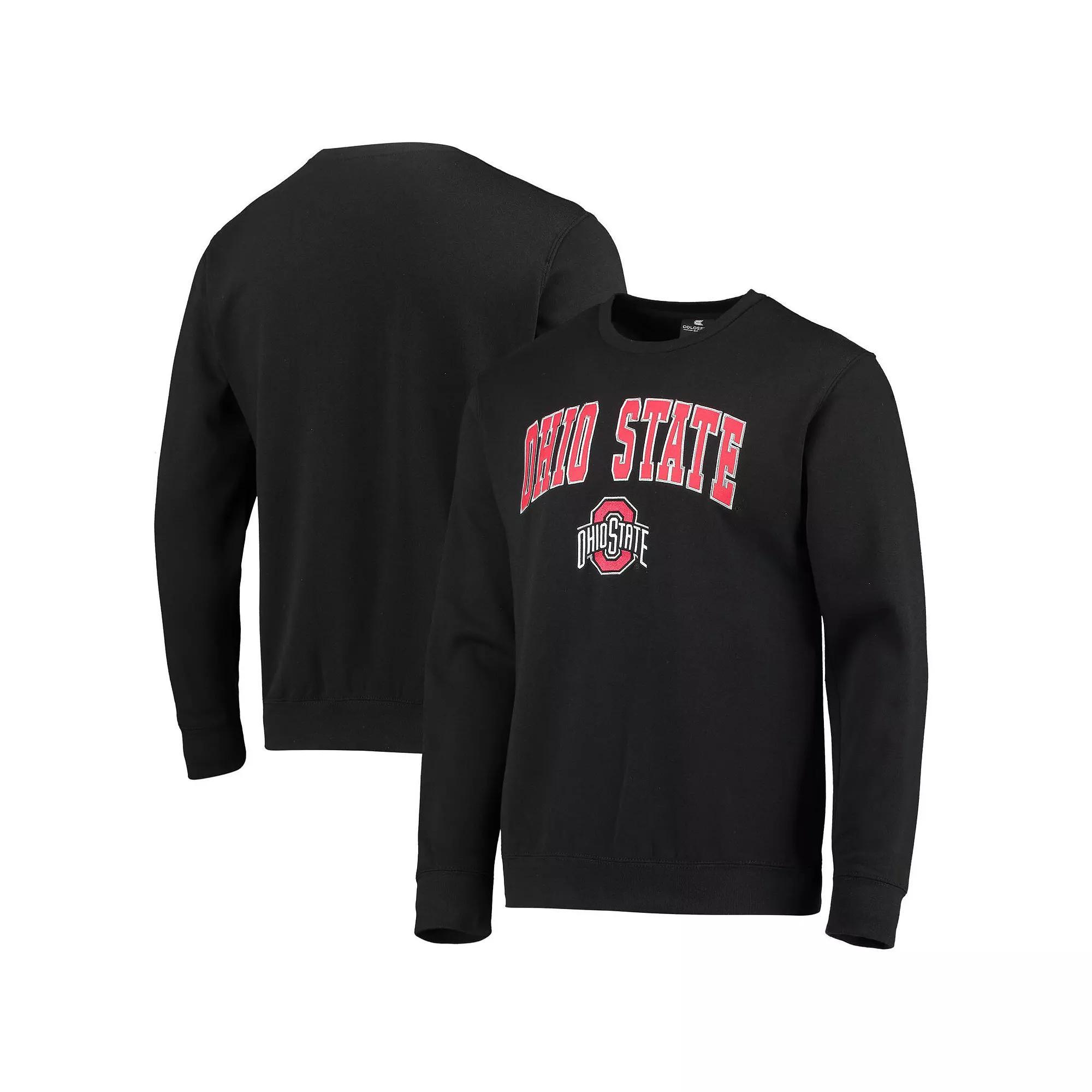 Men's Colosseum Black Ohio State Buckeyes Team Arch & Logo Tackle Twill Pullover Sweatshirt, Size: XL Product Image
