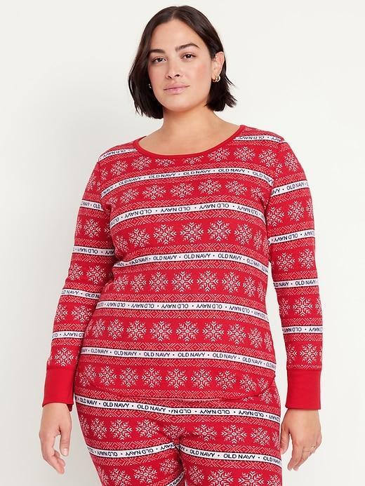 Printed Waffle Pajama Top for Women Product Image