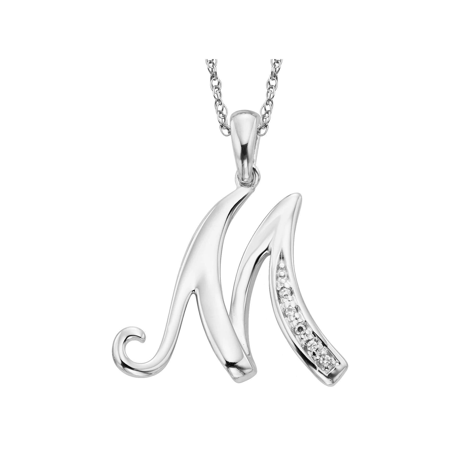 Sterling Silver Diamond Accent Initial Pendant, Womens Product Image
