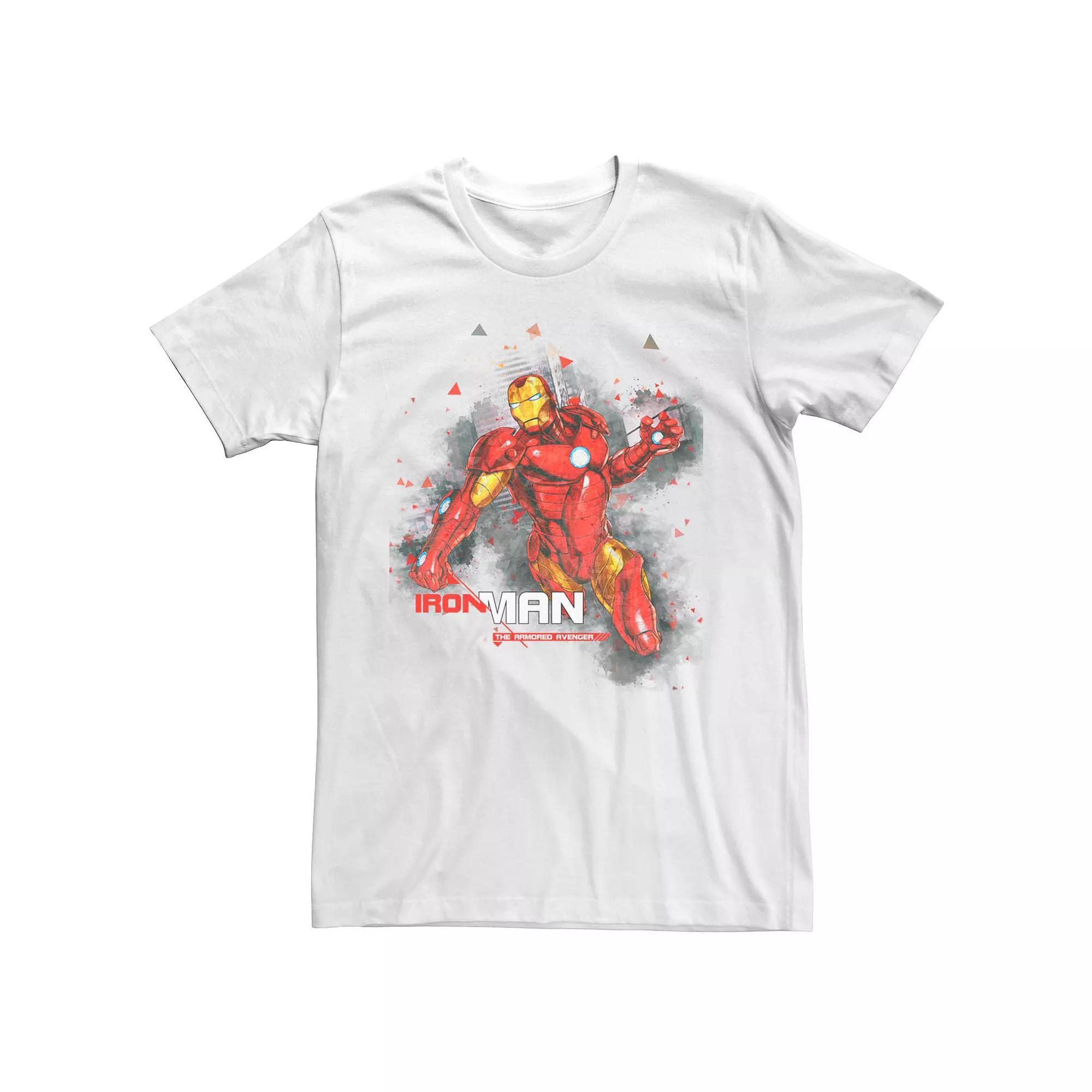 Men's Marvel Iron Man Watercolor Splatter Portrait Tee, Size: XL, White Product Image