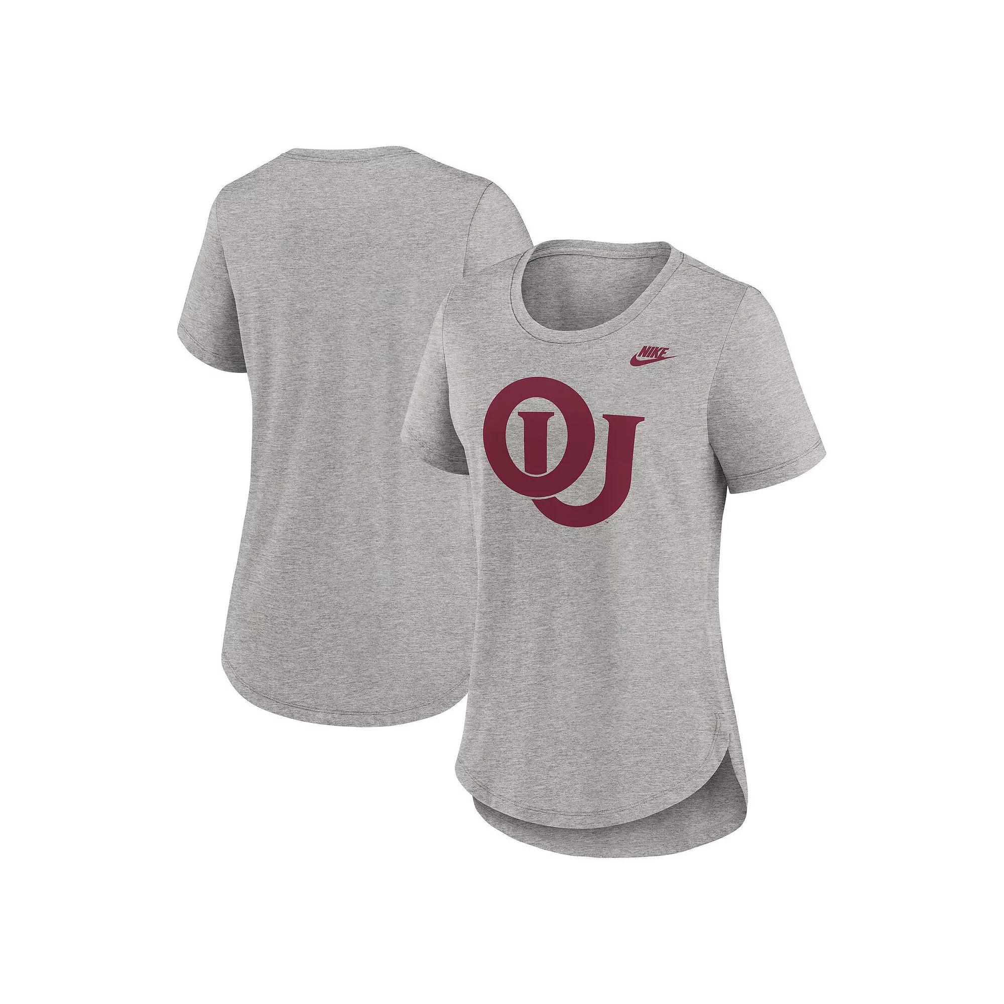 Women's Nike Heather Gray Oklahoma Sooners Legacy Tri-Blend T-Shirt, Size: Medium, Grey Product Image