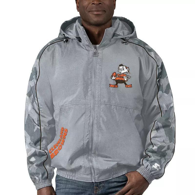 Men's Starter Gray Cleveland Browns Thursday Night Gridiron Throwback Full-Zip Jacket, Size: Small, Grey Product Image