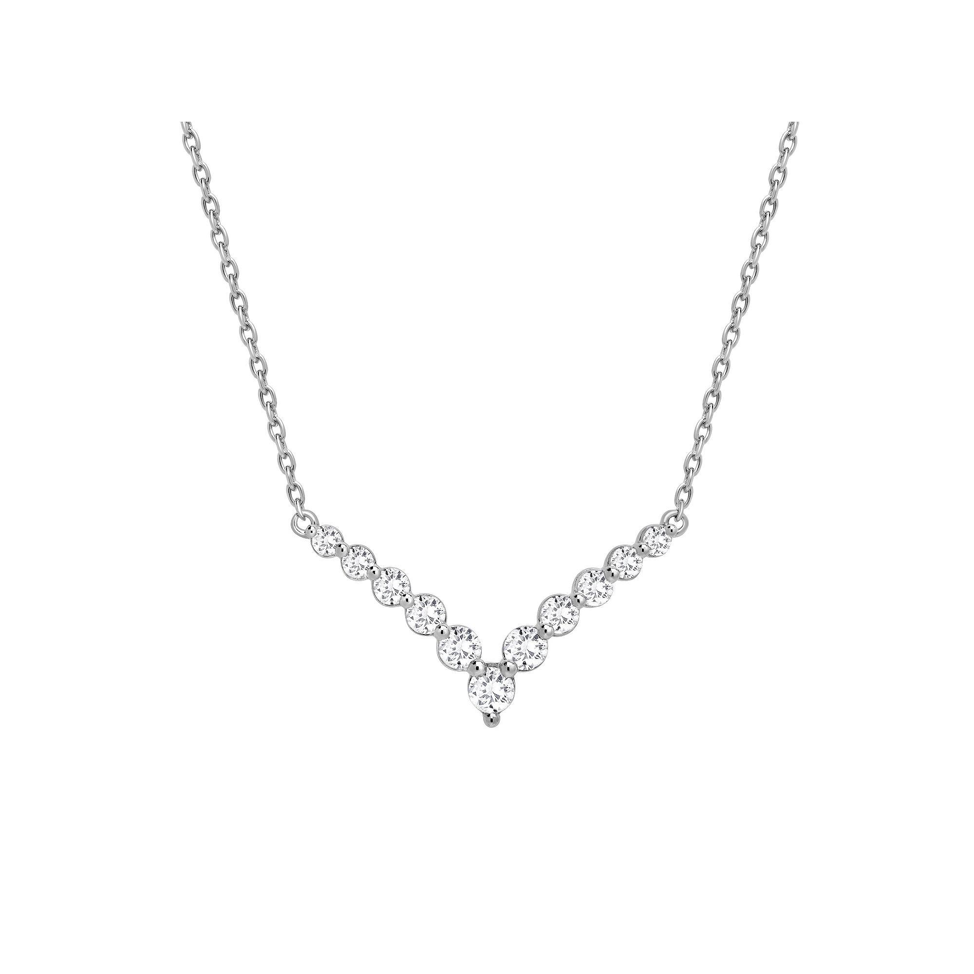 Diamond Brilliance Sterling Silver 1 Carat T.W. Lab-Created Diamond V Shape Pendant Necklace, Women's, Size: 18", Silver Tone Product Image