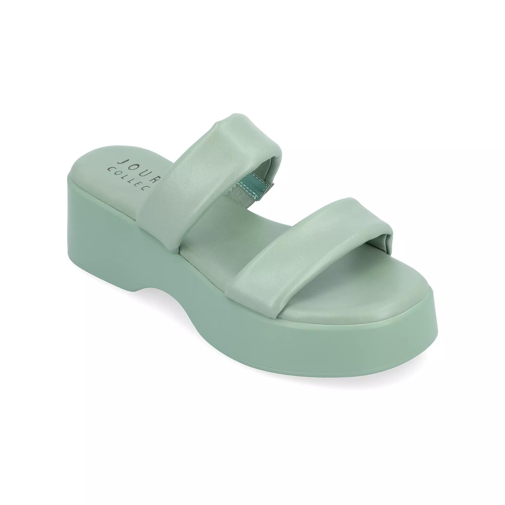 Journee Veradie Tru Comfort Foam™ Women's Slide Platform Sandals, Size: 7, Green Product Image
