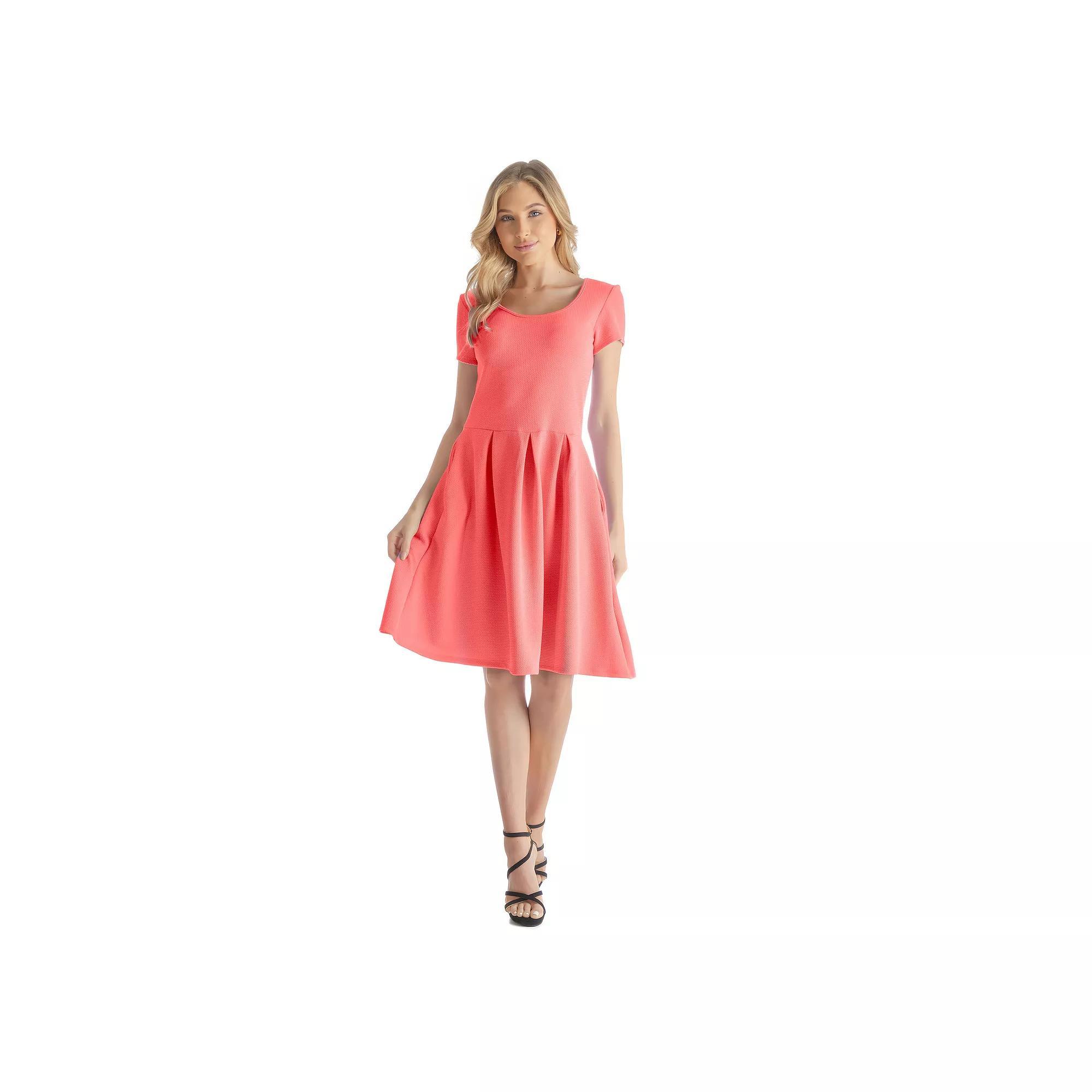 Women's 24Seven Comfort Apparel Pleated Pocket Midi Dress, Size: XXL, Pink Product Image