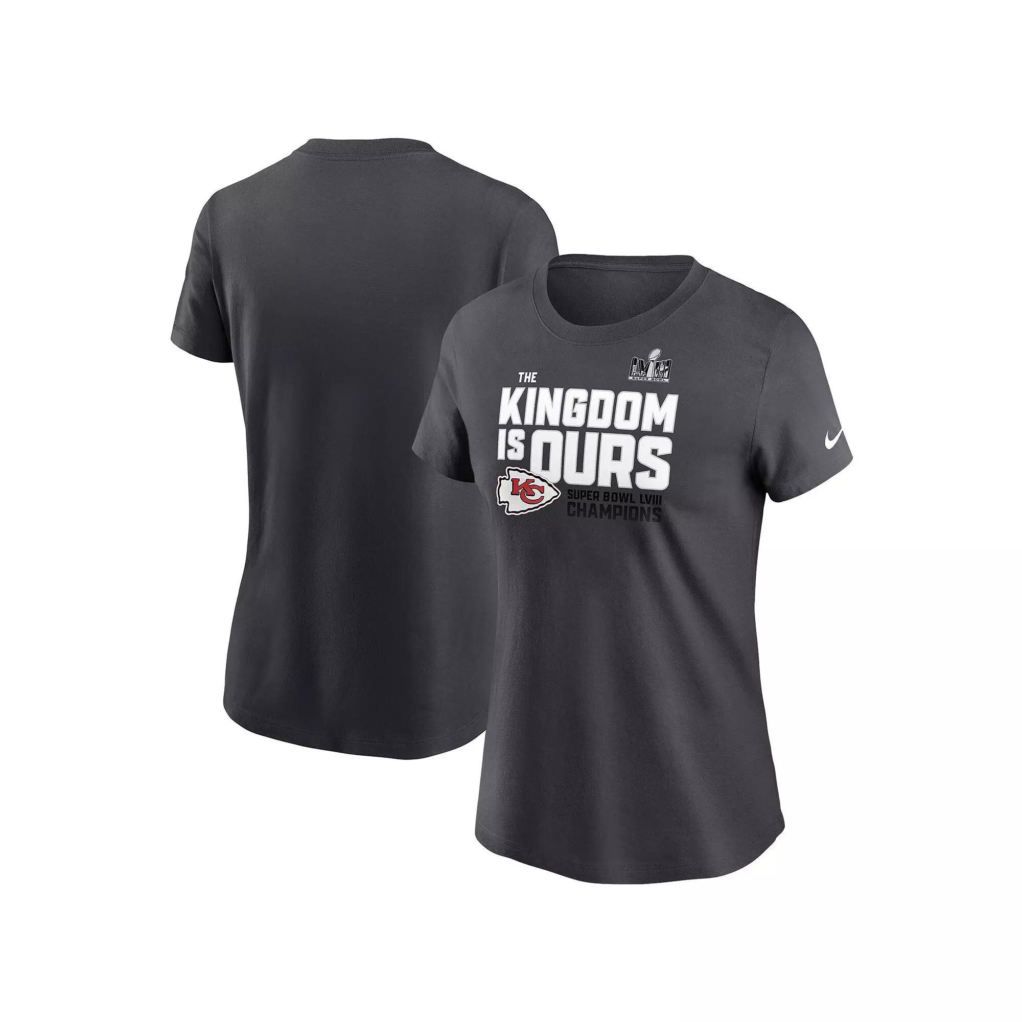 Women's Nike Anthracite Kansas City Chiefs Super Bowl LVIII Champions Local Fashion T-Shirt, Size: XL, Grey Product Image