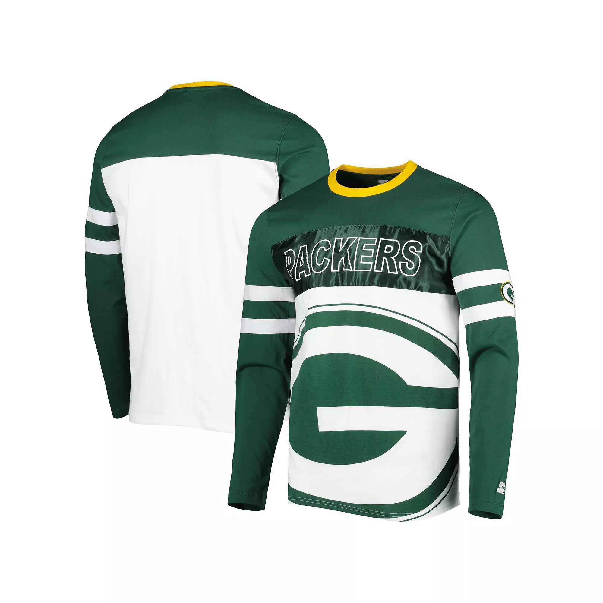 Men's Starter Green/White Green Bay Packers Halftime Long Sleeve T-Shirt, Size: Large Product Image