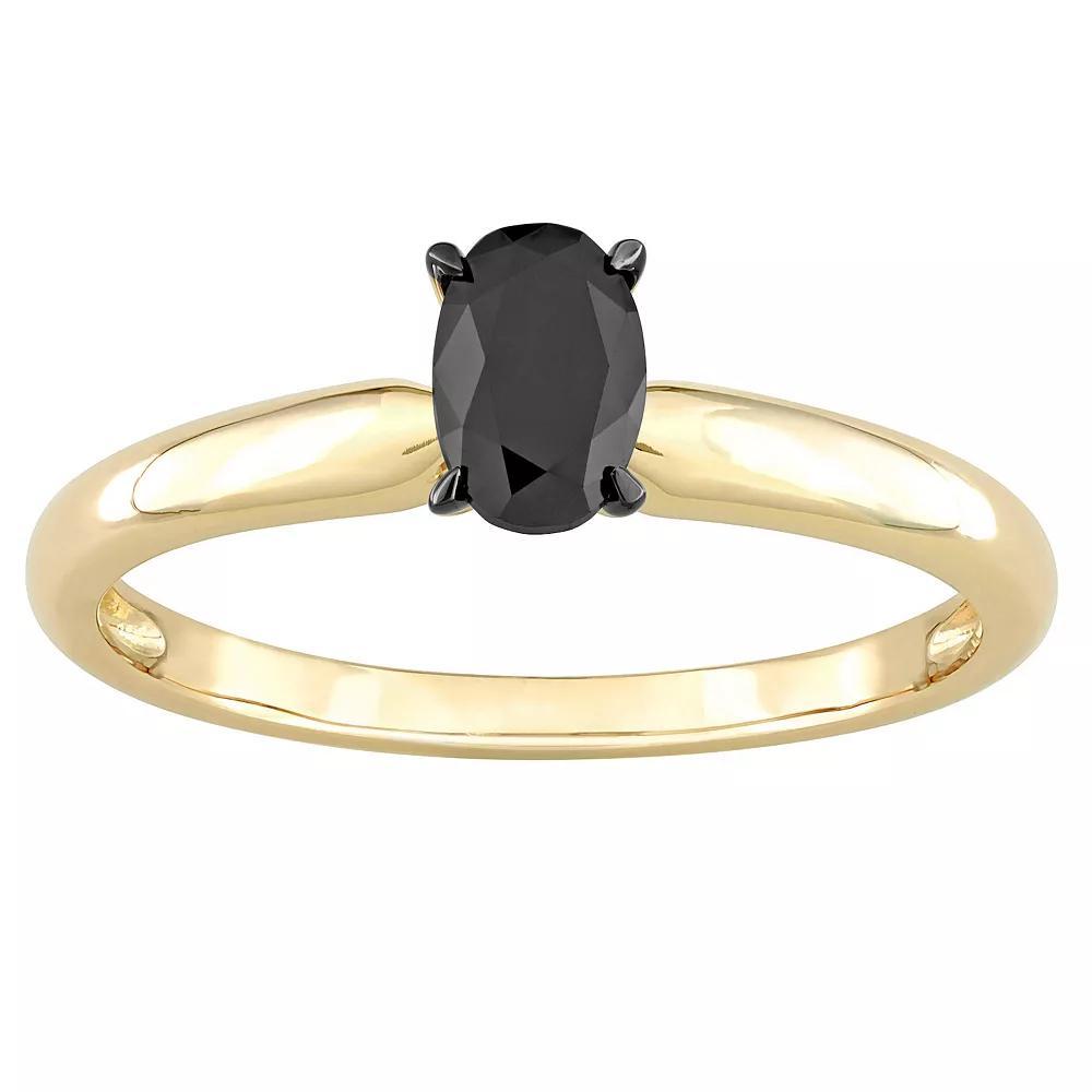 Stella Grace 14k Gold 1/2 Carat T.W. Oval Cut Black Diamond Solitaire Engagement Ring, Women's, Size: 8.50 Product Image