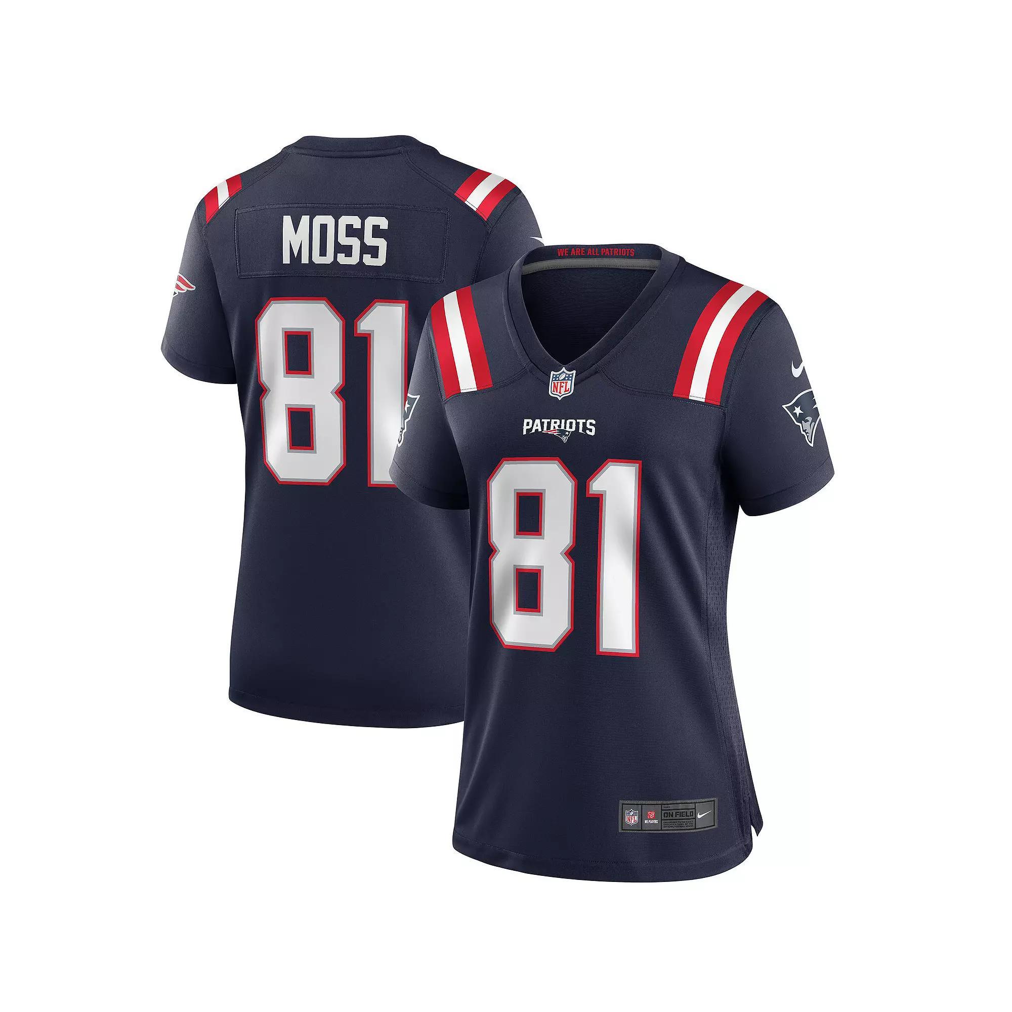 Women's Nike Randy Moss Navy New England Patriots Game Retired Player Jersey, Size: Large, Blue Product Image