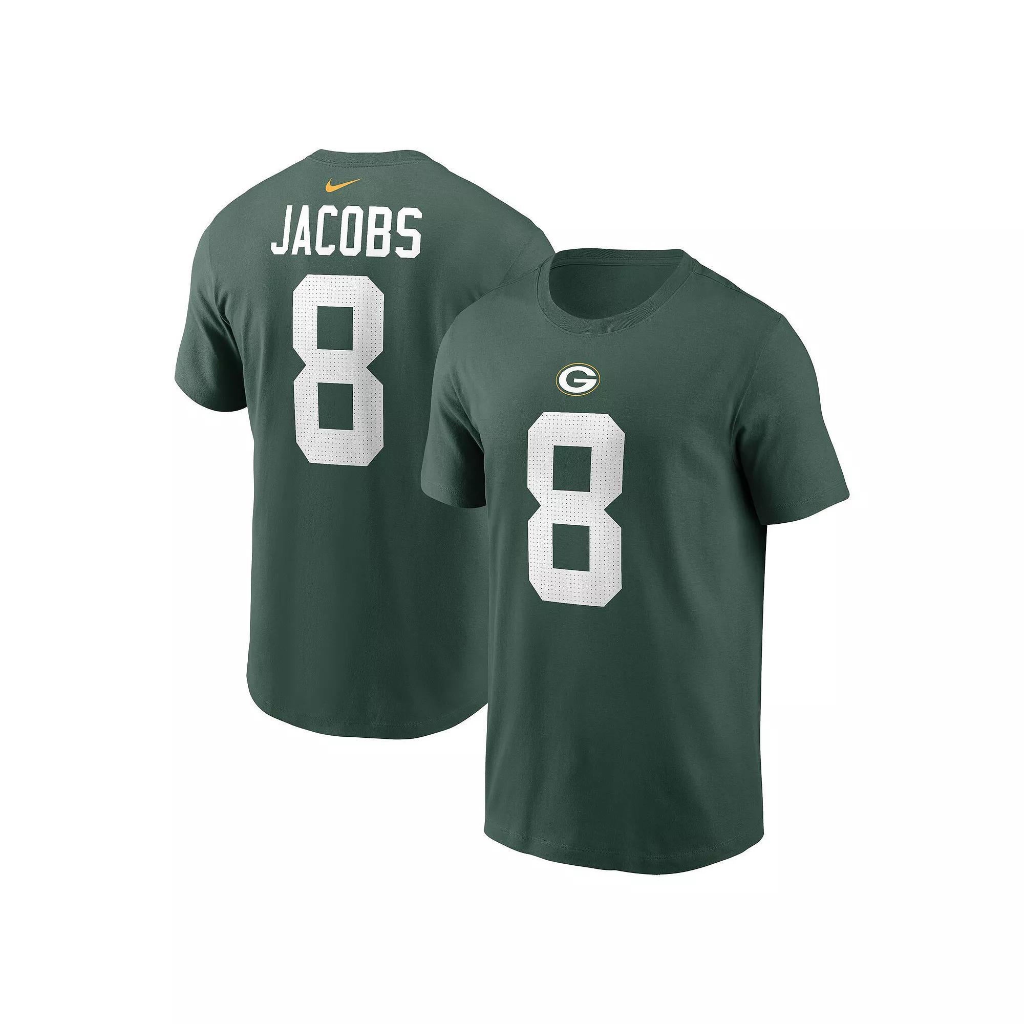Men's Nike Josh Jacobs Green Green Bay Packers Player Name & Number T-Shirt, Size: 2XL Product Image