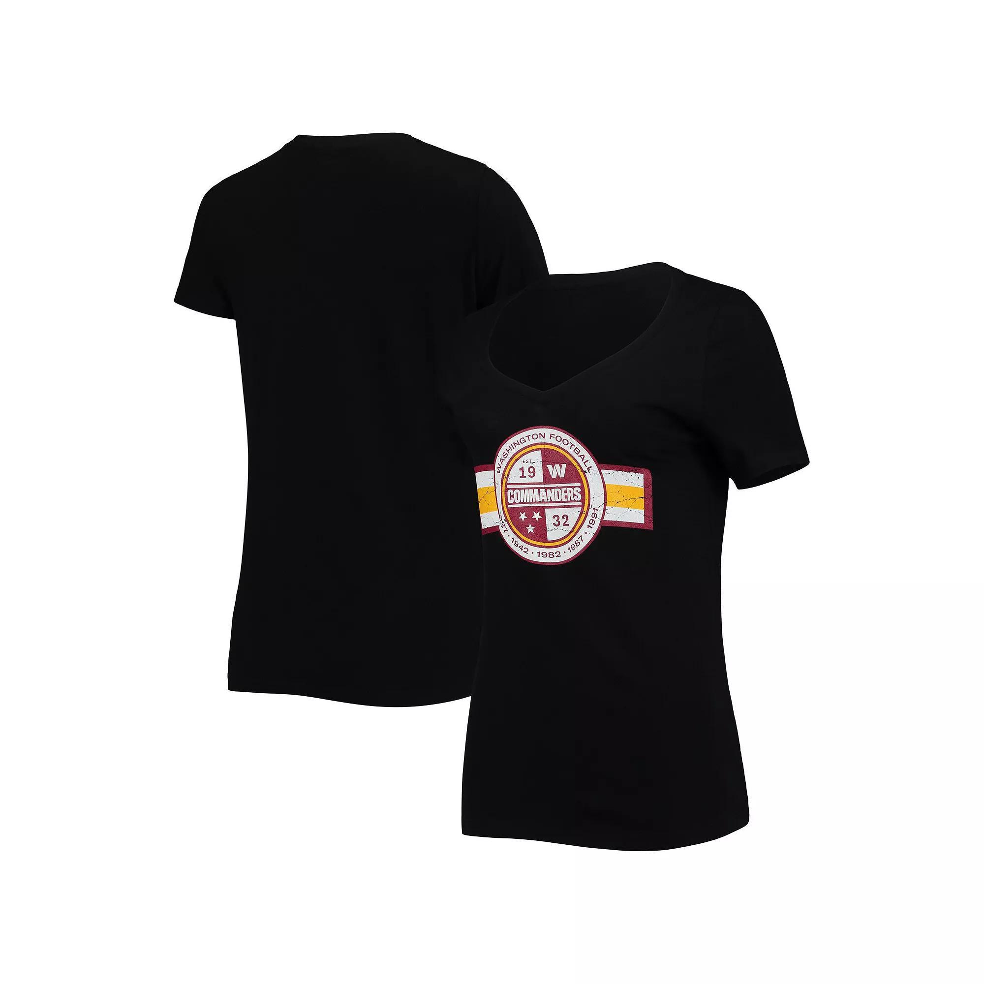 Women's New Era Black Washington Commanders V-Neck T-Shirt, Size: Medium, Wft Black Product Image