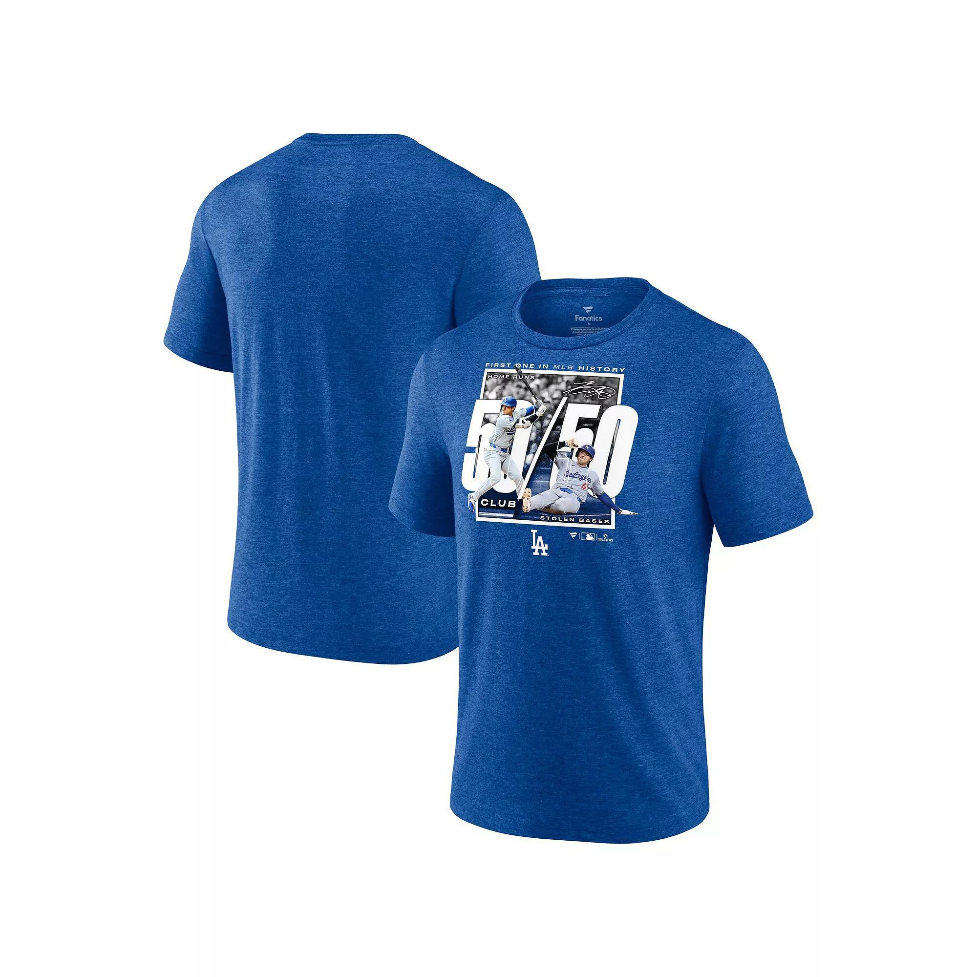 Men's Fanatics Shohei Ohtani Heather Royal Los Angeles Dodgers 50/50 Club T-Shirt, Size: 3XL, Blue Product Image