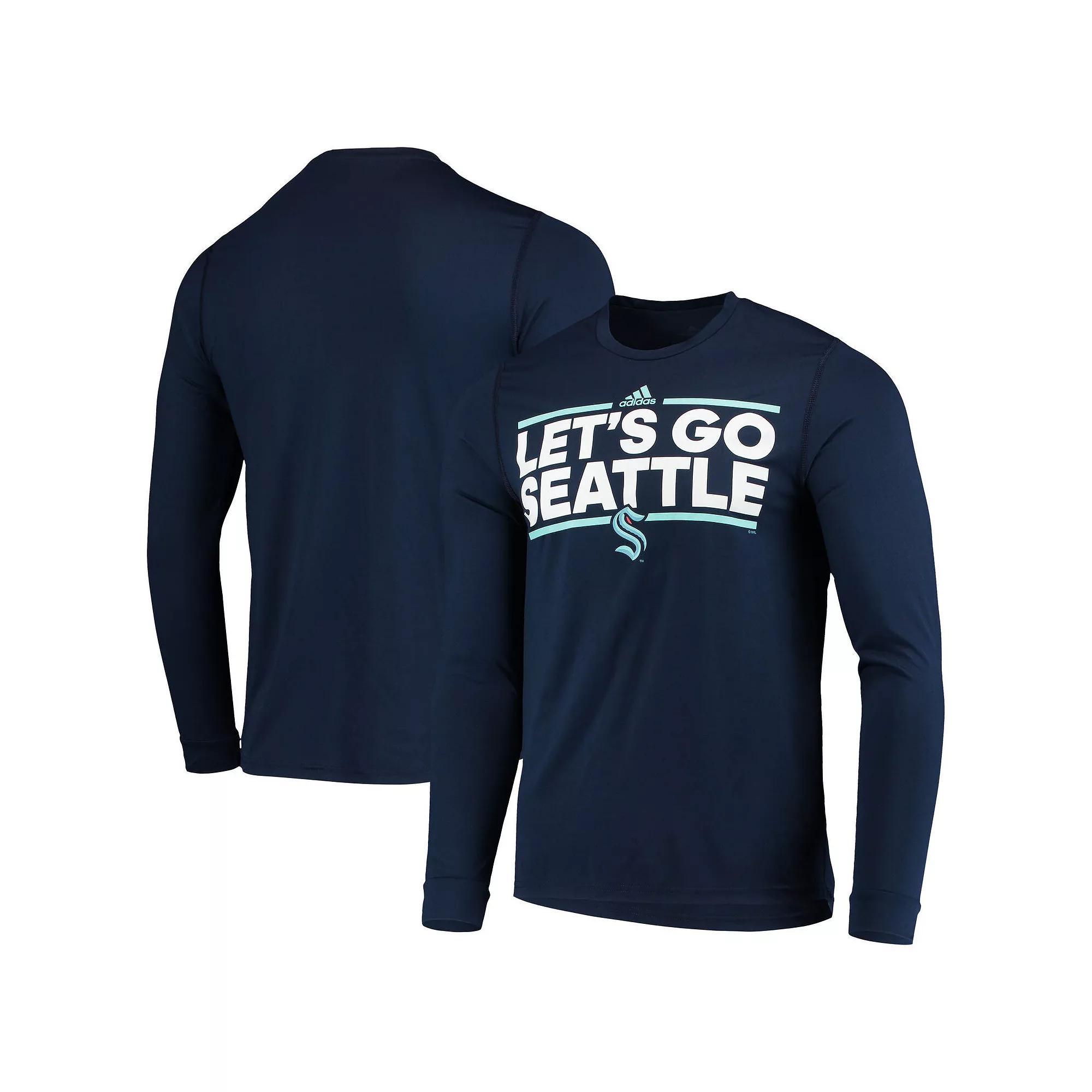 Men's adidas Deep Sea Blue Seattle Kraken Dassler AEROREADY Creator Long Sleeve T-Shirt, Size: Large, Krk Blue Product Image