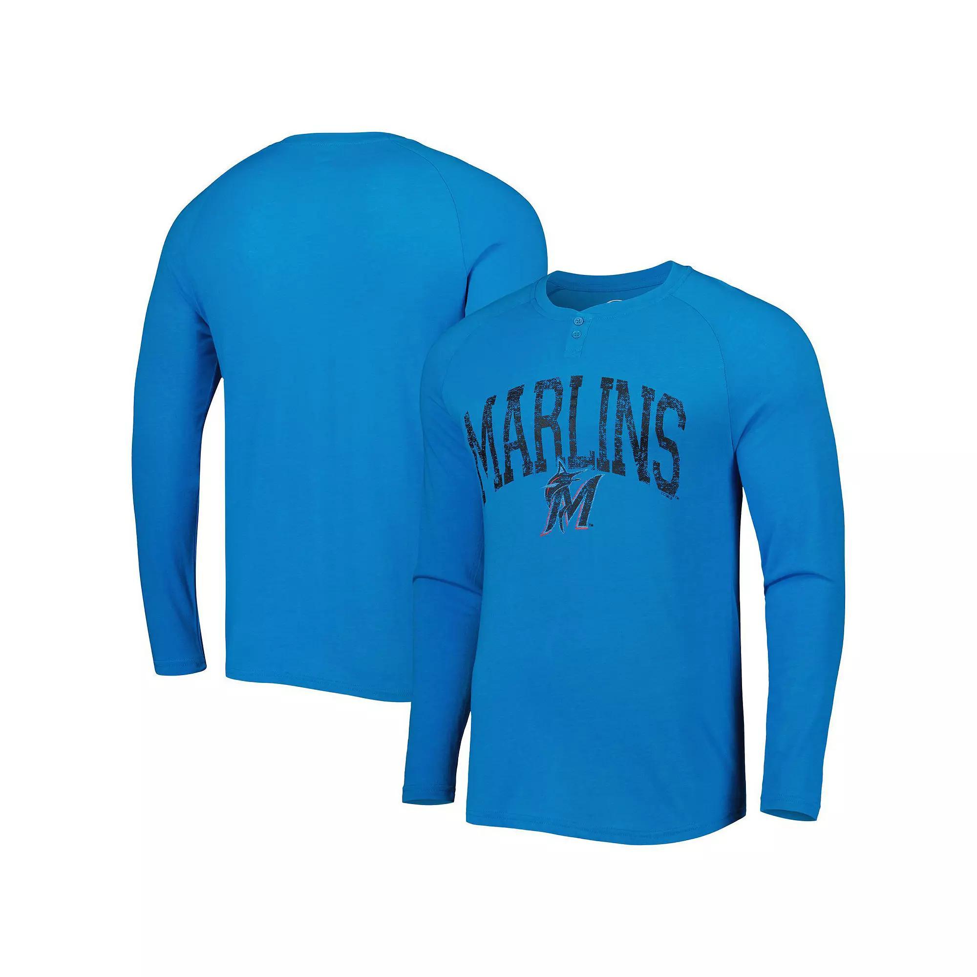 Mens Concepts Sport Miami Marlins Inertia Raglan Long Sleeve Henley T-Shirt Product Image