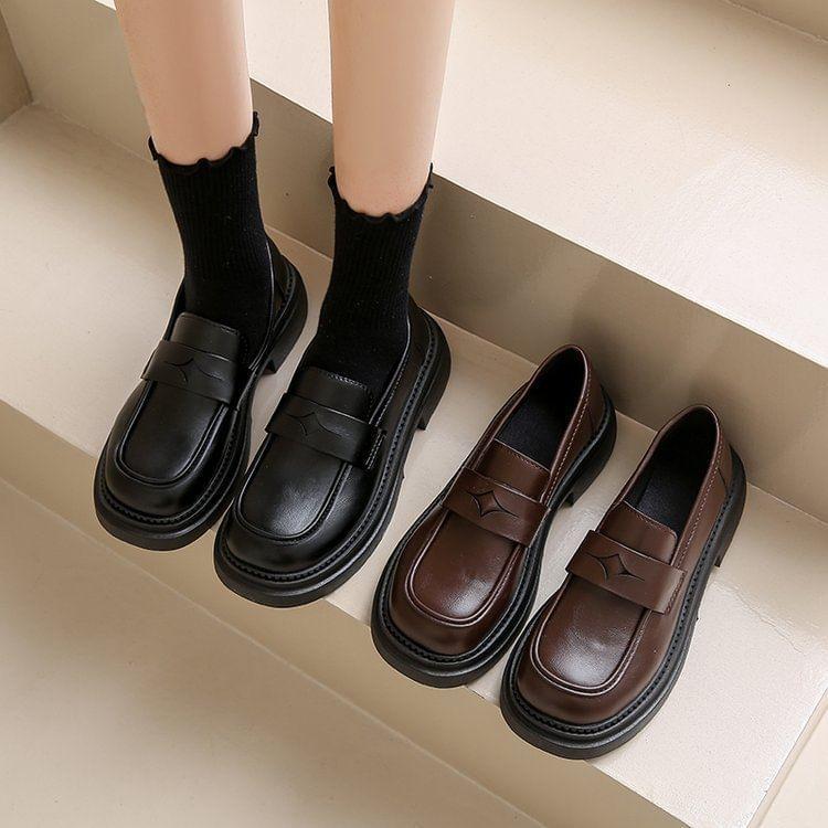 Faux Leather Platform Loafers Product Image