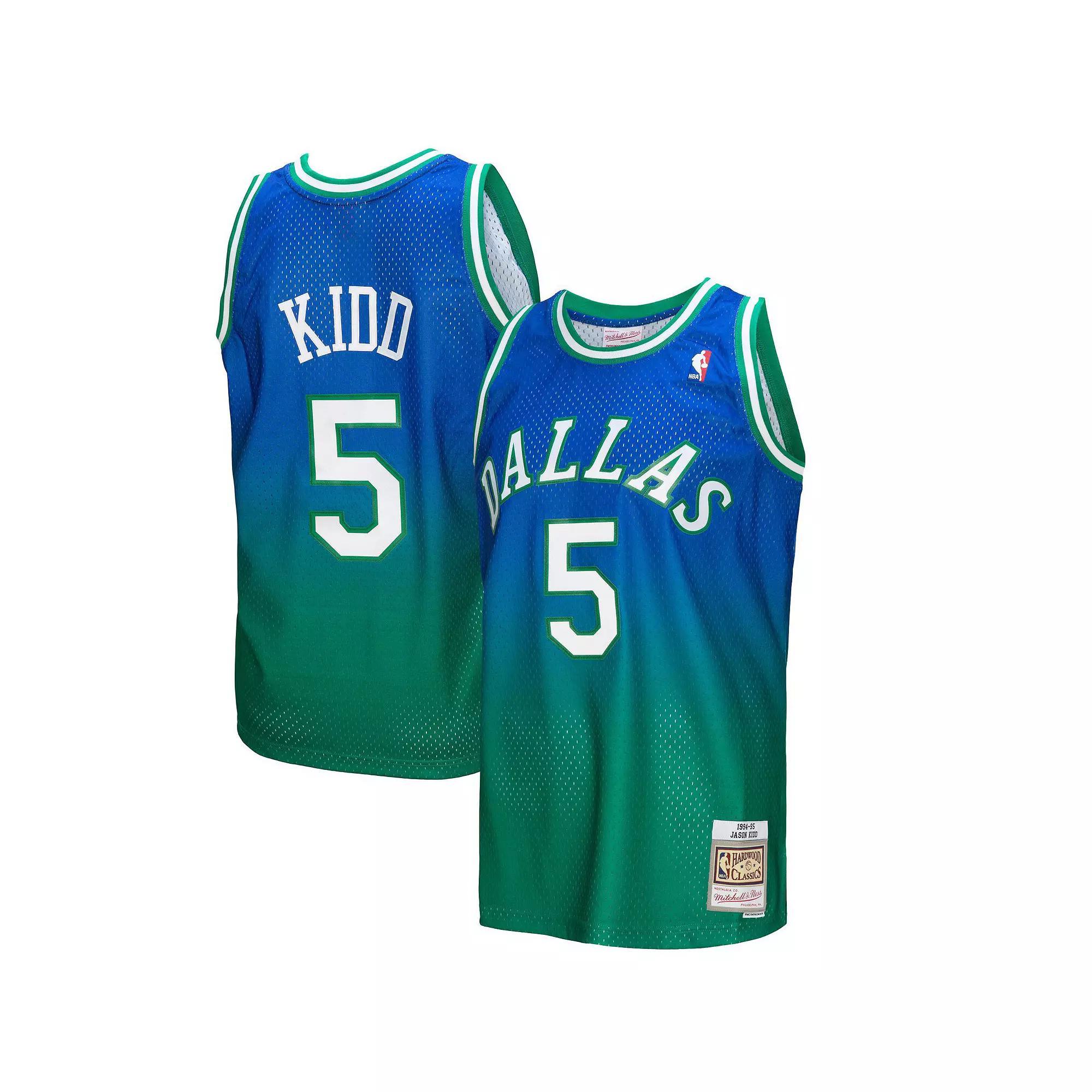 Men's Mitchell & Ness Jason Kidd Green/Navy Dallas Mavericks 1994/95 Hardwood Classics Fadeaway Swingman Player Jersey, Size: Small Product Image