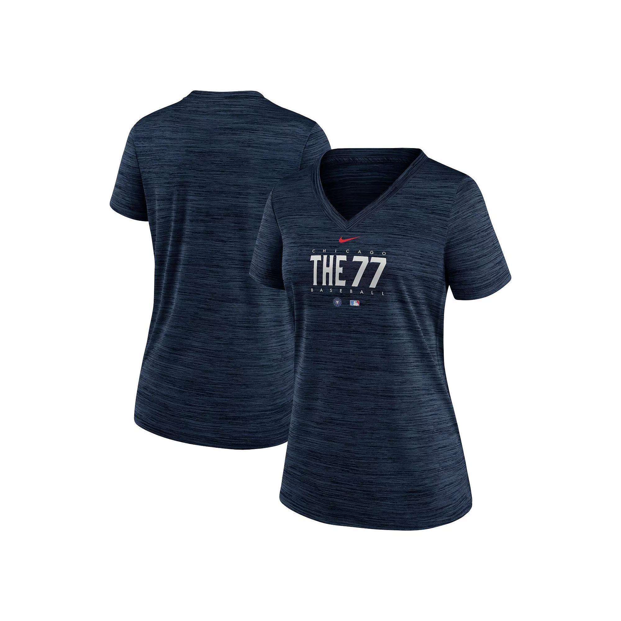 Women's Nike  Navy Chicago Cubs City Connect Velocity Practice Performance V-Neck T-Shirt, Size: XS, Blue Product Image