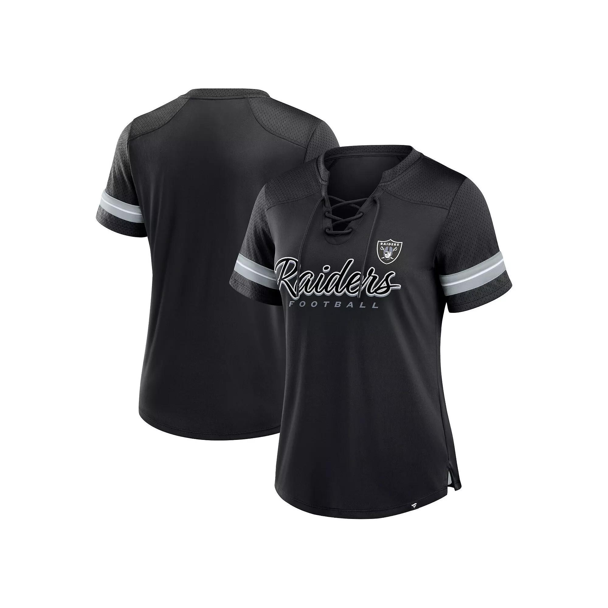Women's Fanatics Navy Denver Broncos Play Script Lace-Up T-Shirt, Size: Medium, Blue Product Image