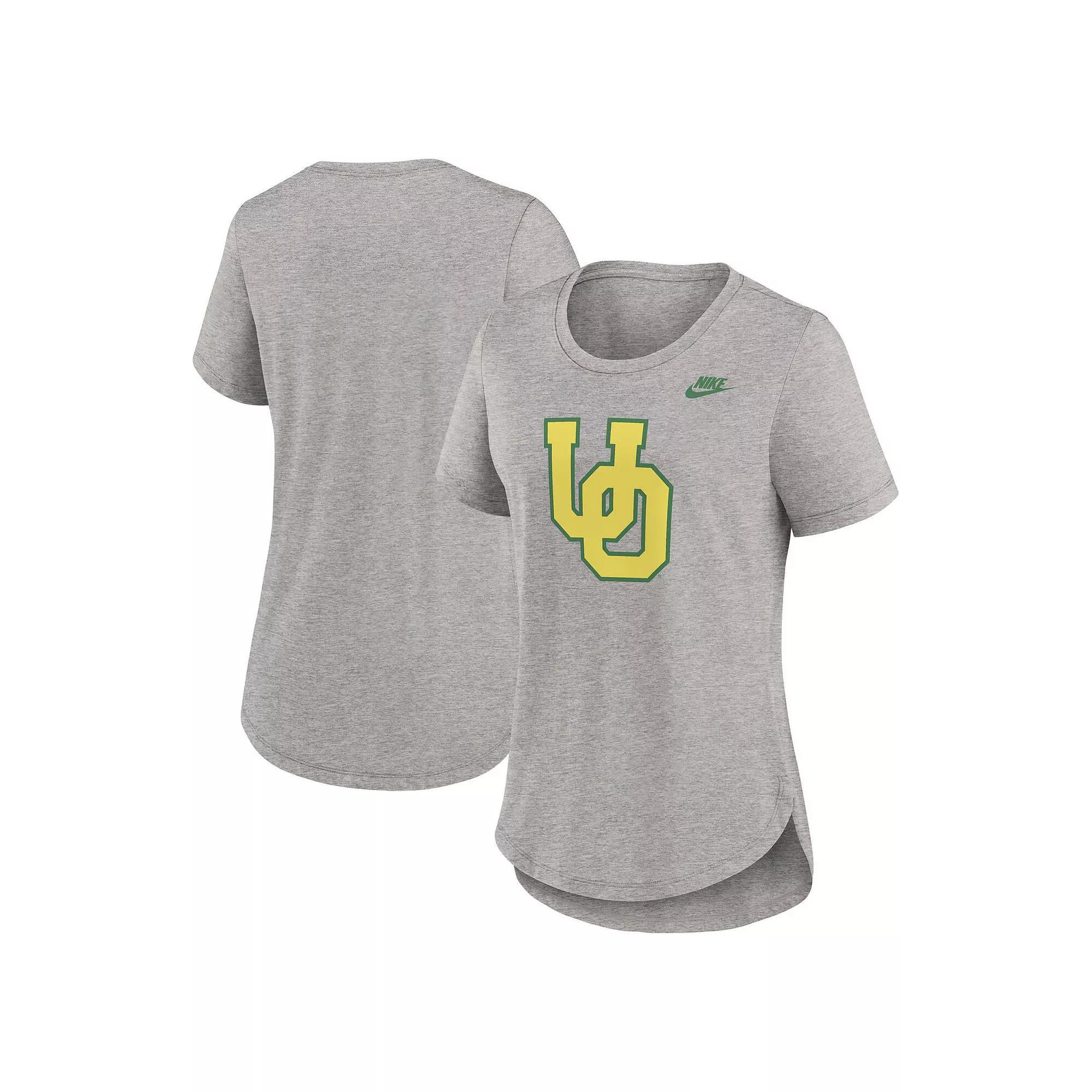 Women's Nike Heather Gray Oregon Ducks Legacy Tri-Blend T-Shirt, Size: XL, Grey Product Image