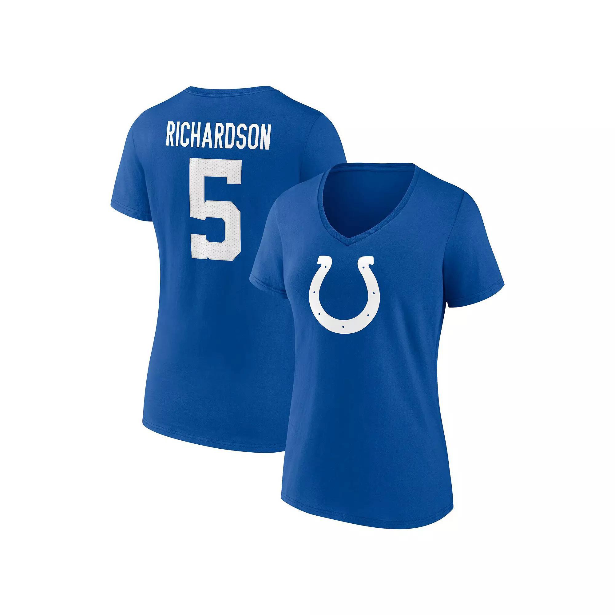 Women's Fanatics Branded Anthony Richardson Royal Indianapolis Colts Icon Name & Number V-Neck T-Shirt, Size: XL, Blue Product Image