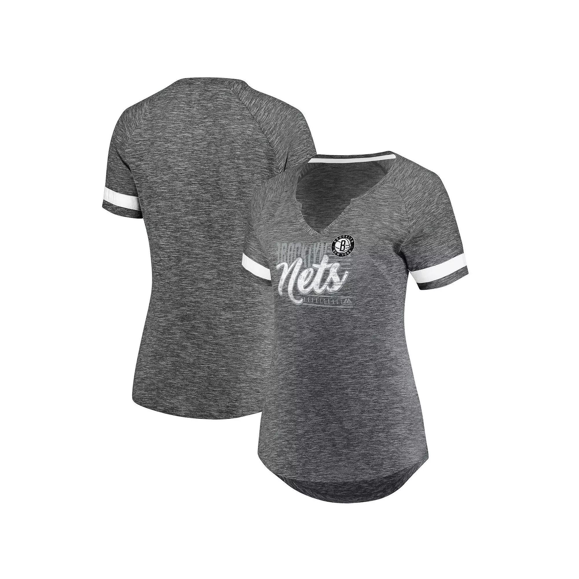 Women's Fanatics Branded Gray/White Brooklyn Nets Showtime Winning With Pride Notch Neck T-Shirt, Size: Large, Grey Product Image