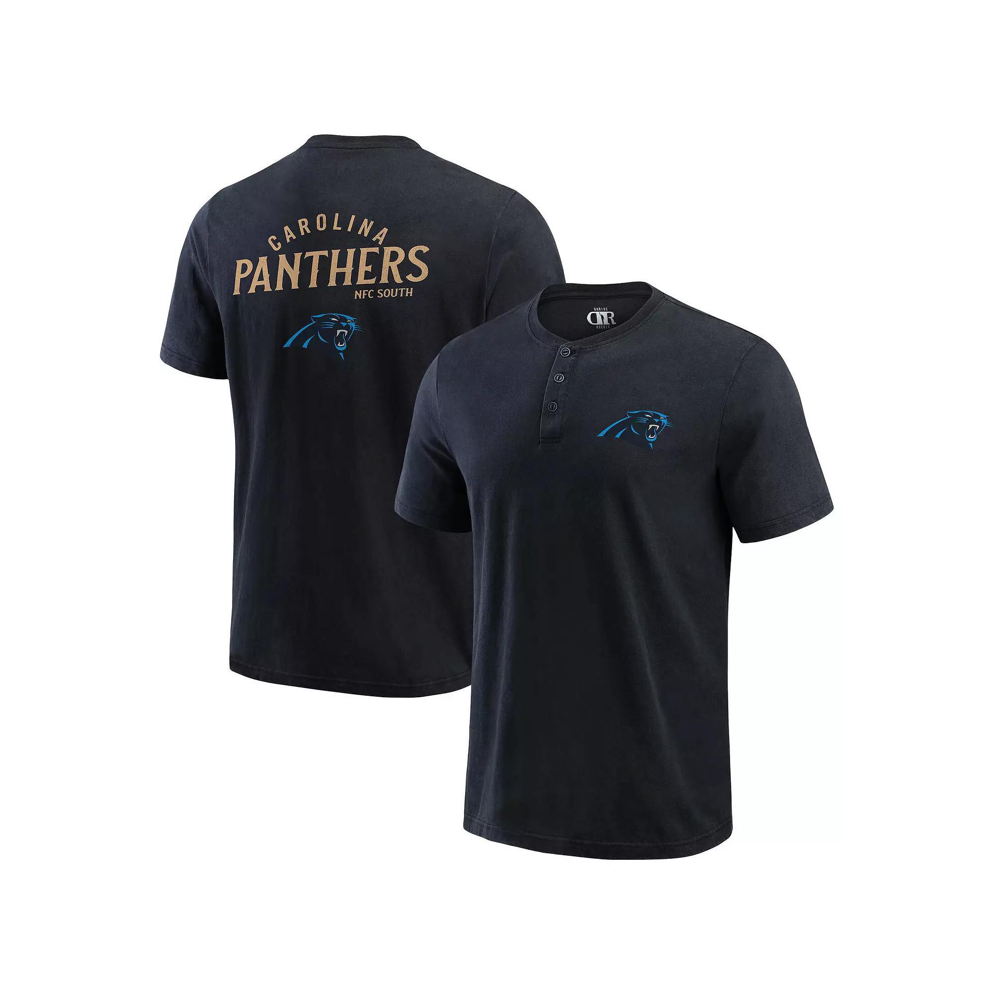 Men's Darius Rucker Collection by Fanatics Black Carolina Panthers Washed Henley T-Shirt, Size: Small Product Image
