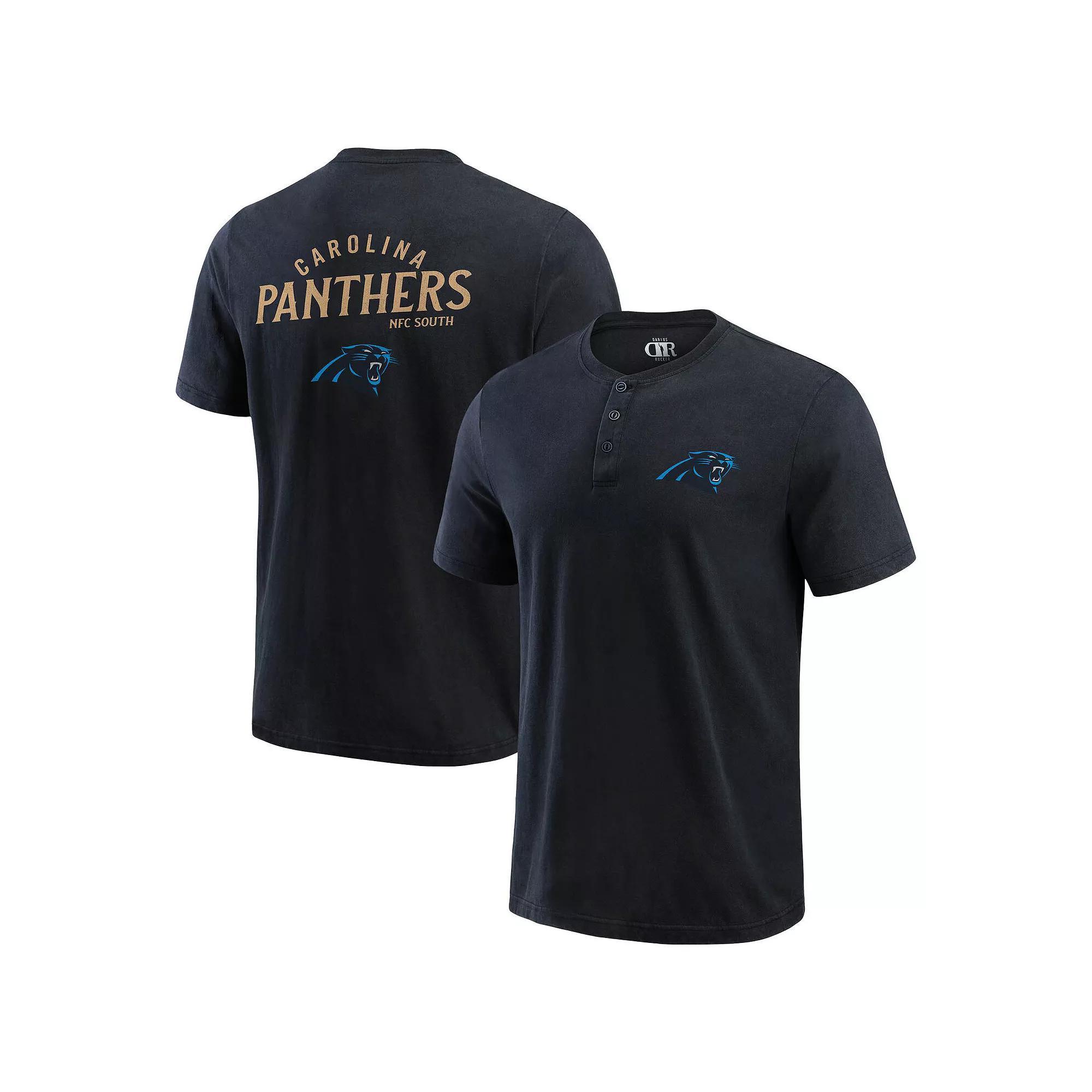 Men's Darius Rucker Collection by Fanatics Black Carolina Panthers Washed Henley T-Shirt, Size: Small Product Image
