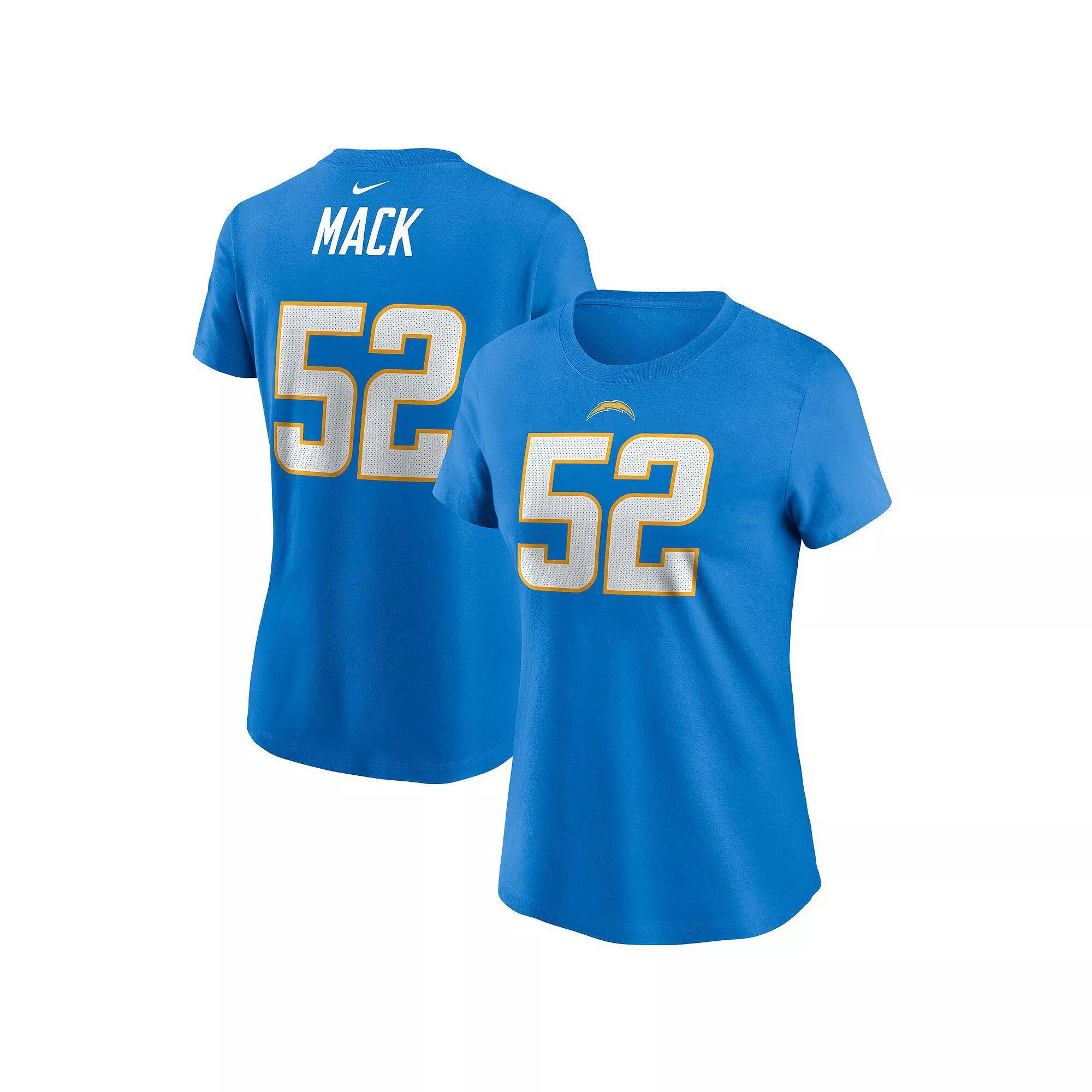 Women's Nike Khalil Mack Powder Blue Los Angeles Chargers Player Name & Number T-Shirt, Size: 2XL, Light Product Image