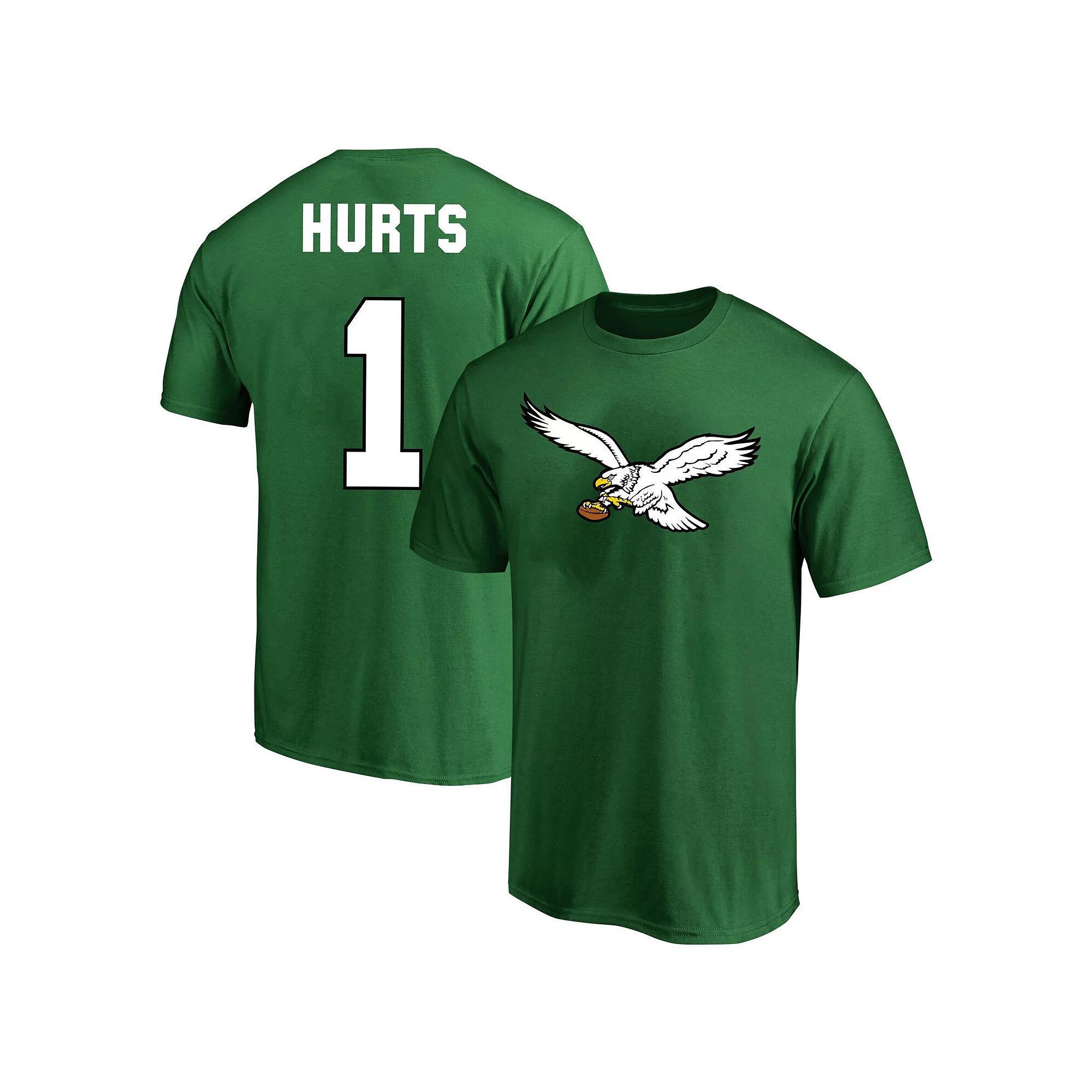 Men's Fanatics Branded Jalen Hurts Kelly Green Philadelphia Eagles Big & Tall Throwback Player Name & Number T-Shirt, Size: 3XB Product Image