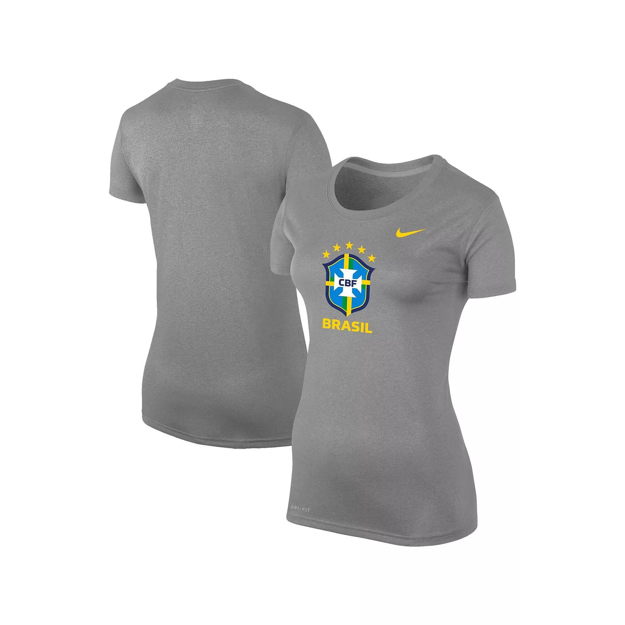 Women's Nike Heather Gray Brazil National Team Legend Performance T-Shirt, Size: XL, Soc Grey Product Image