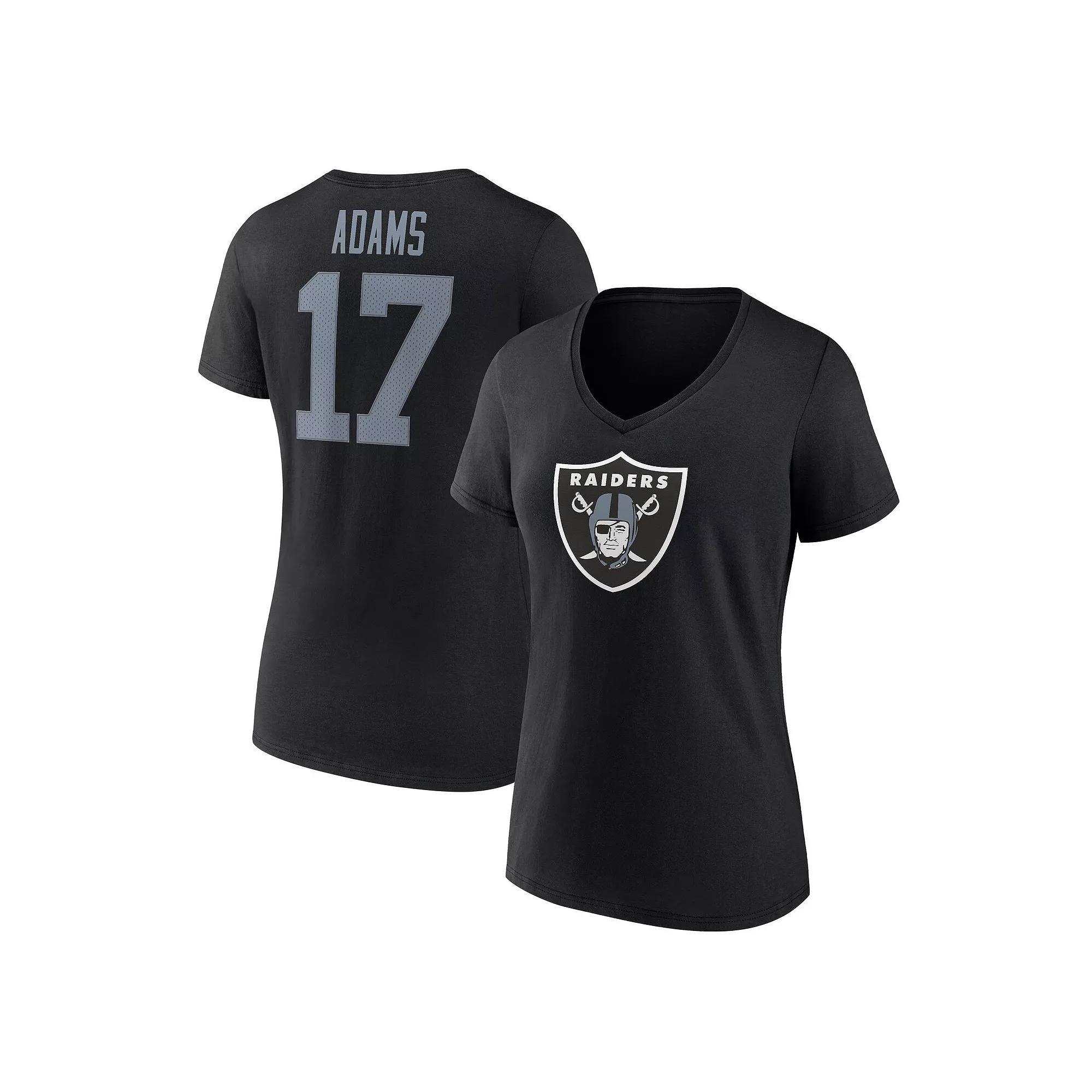 Women's Fanatics Branded Davante Adams Black Las Vegas Raiders Player Icon Name & Number V-Neck T-Shirt, Size: Medium, Lvr Black Product Image