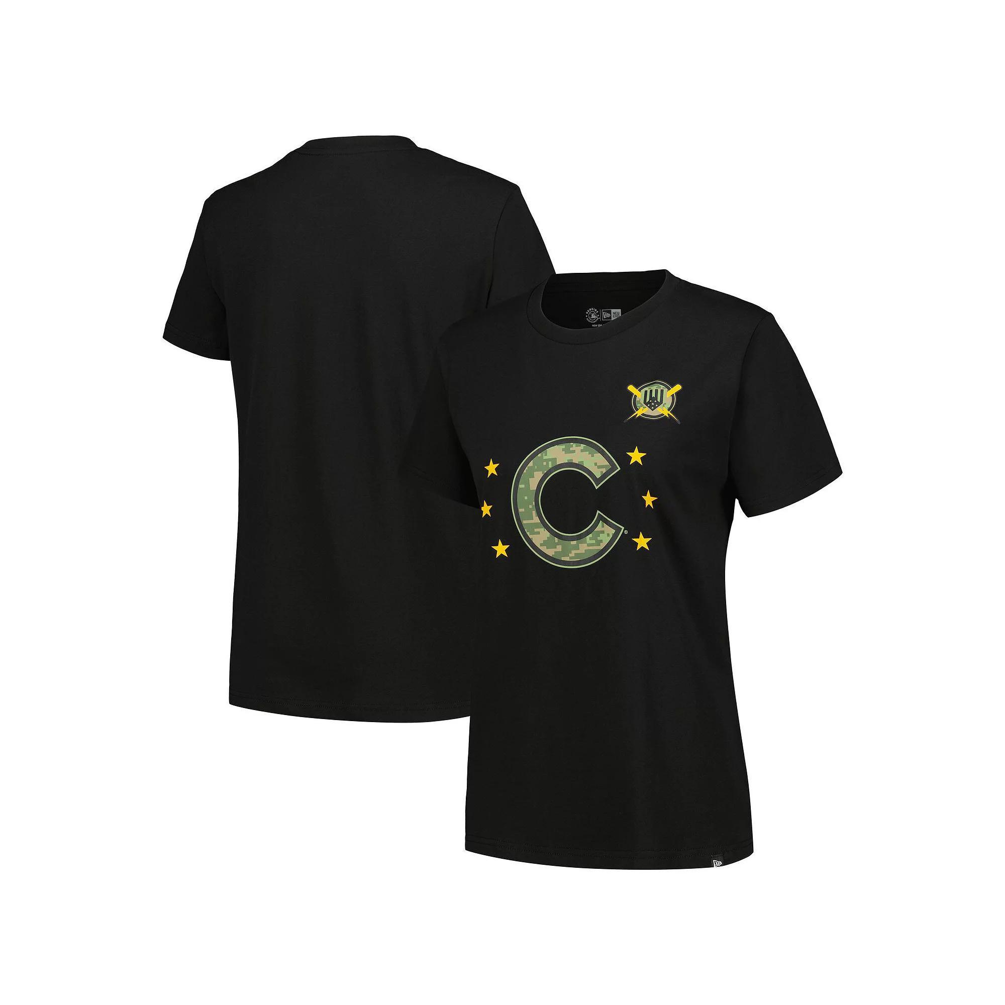 Women's New Era Black Chicago Cubs Armed Forces Day T-Shirt, Size: Medium Product Image