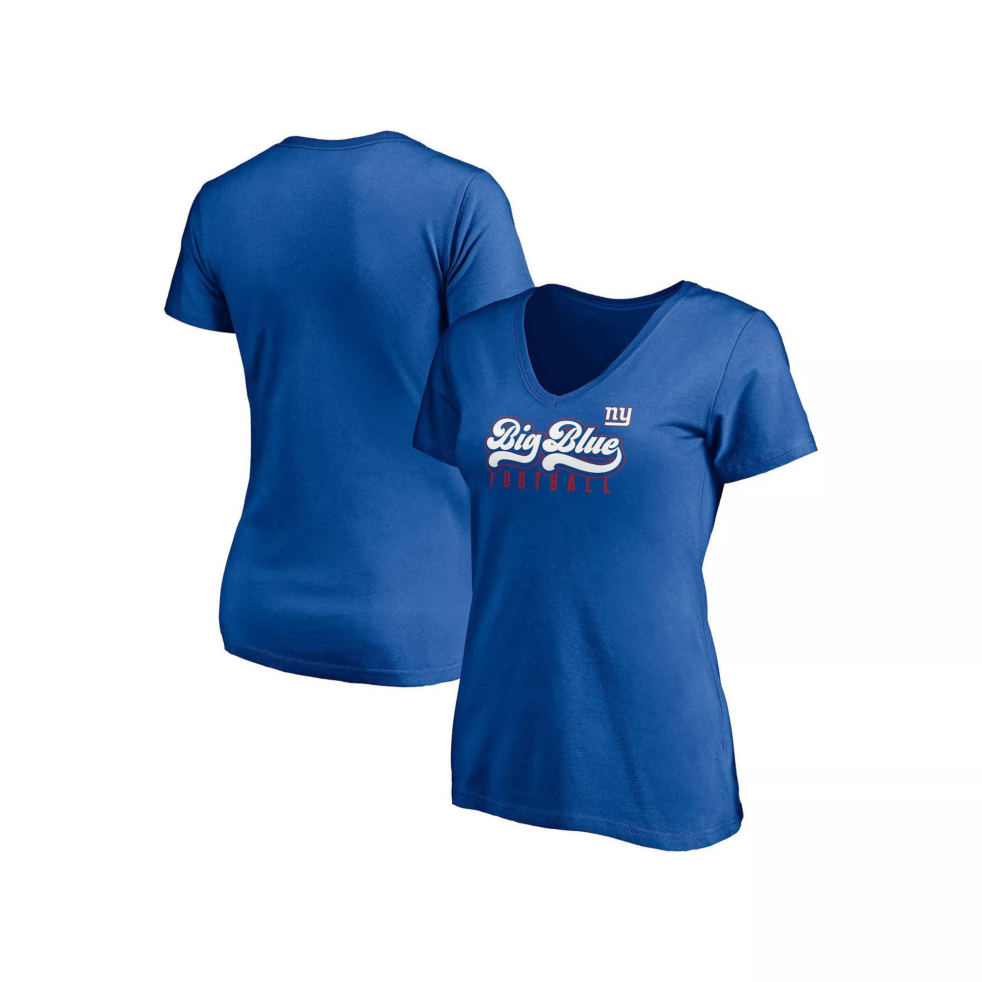 Women's Fanatics Branded Royal New York Giants Hometown Collection Wildcat V-Neck T-Shirt, Size: Medium, Blue Product Image