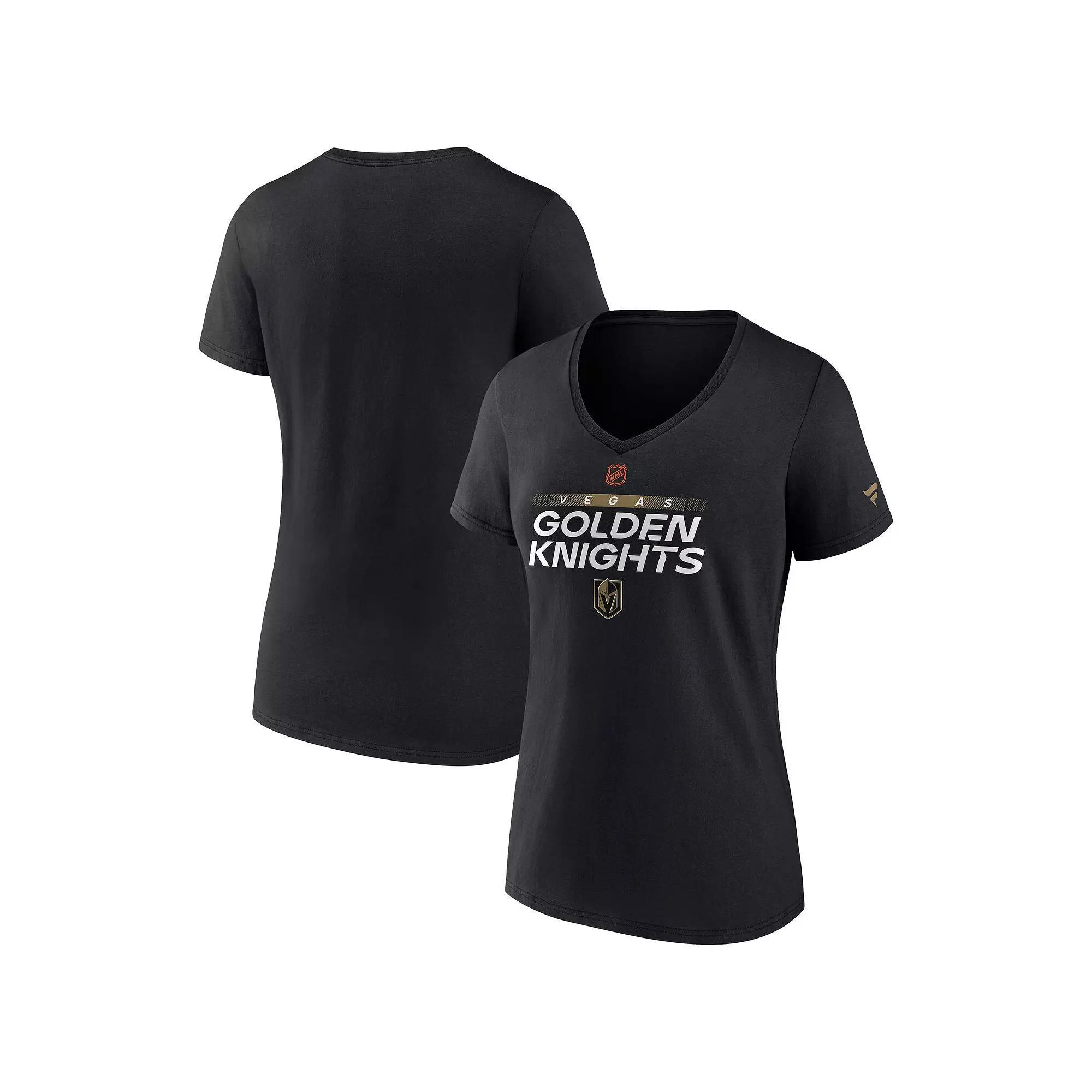 Women's Fanatics Black Vegas Golden Knights Confidential Program V-Neck T-Shirt, Size: Large, Lvk Black Product Image