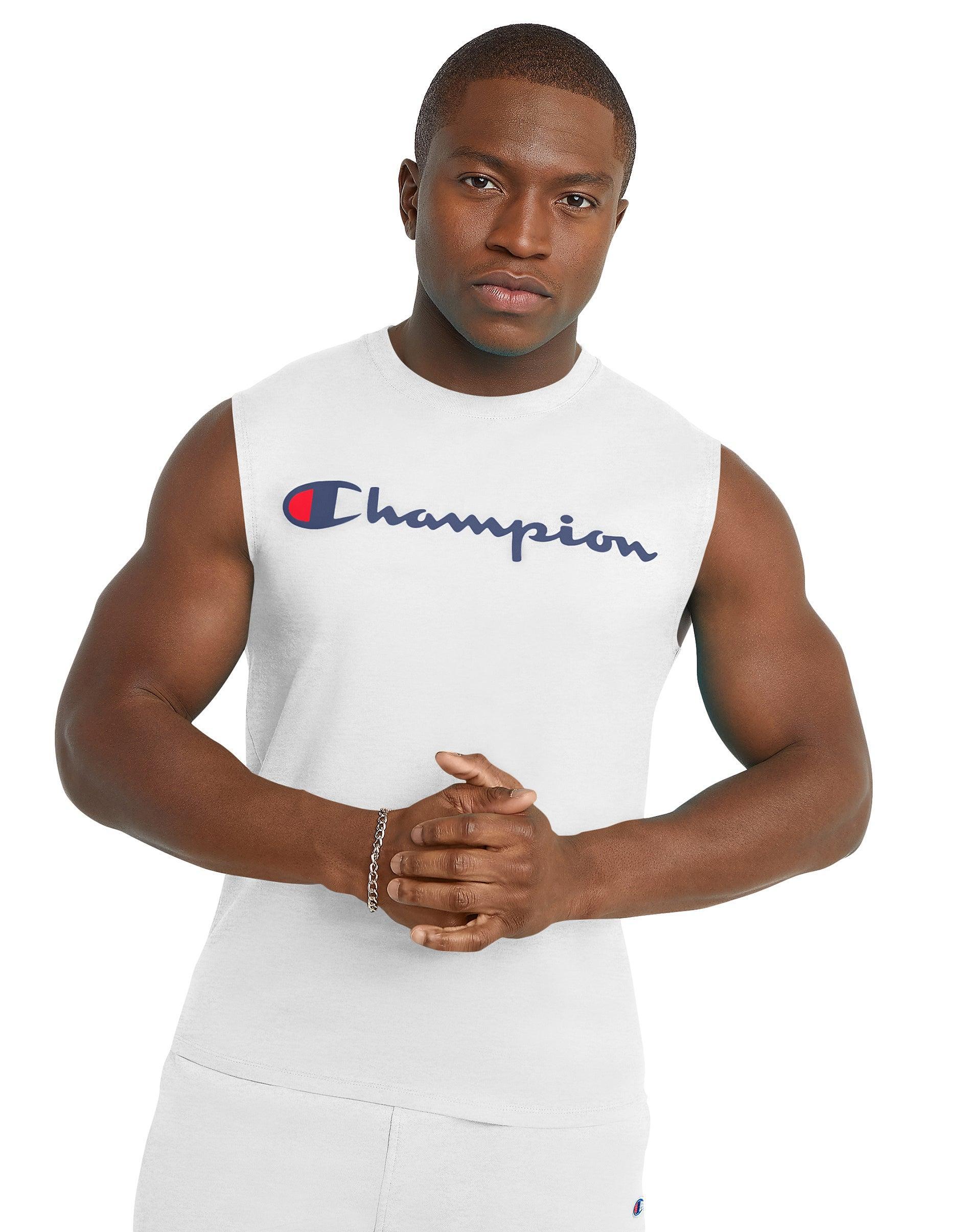 Mens Champion Logo Graphic Muscle Tee Granite Grey Product Image