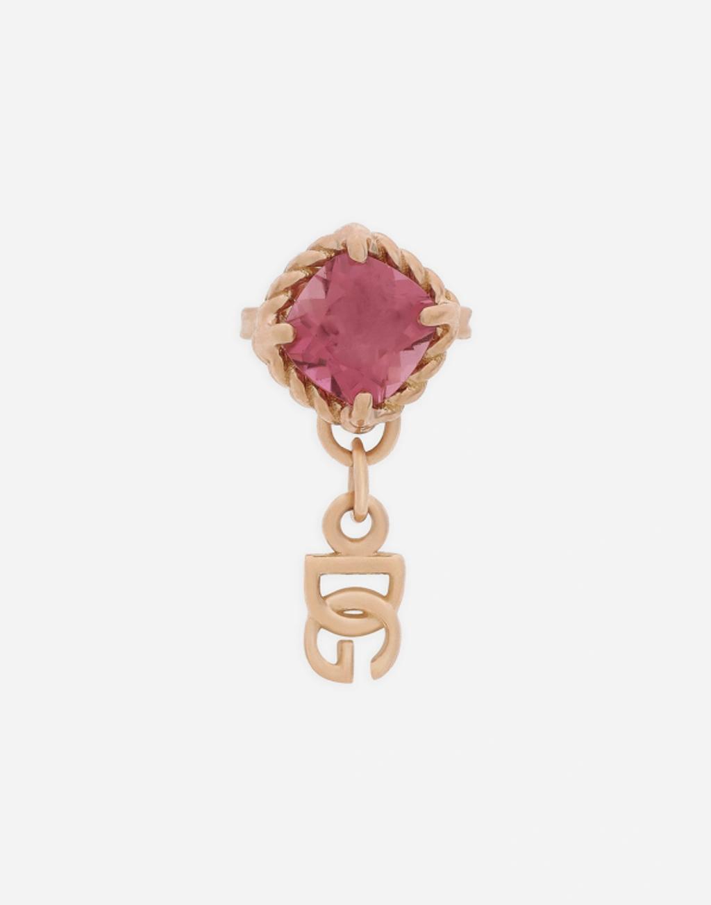 DOLCE & GABBANA Single Earring In Yellow Gold 18kt With Pink Toumaline In Red Product Image