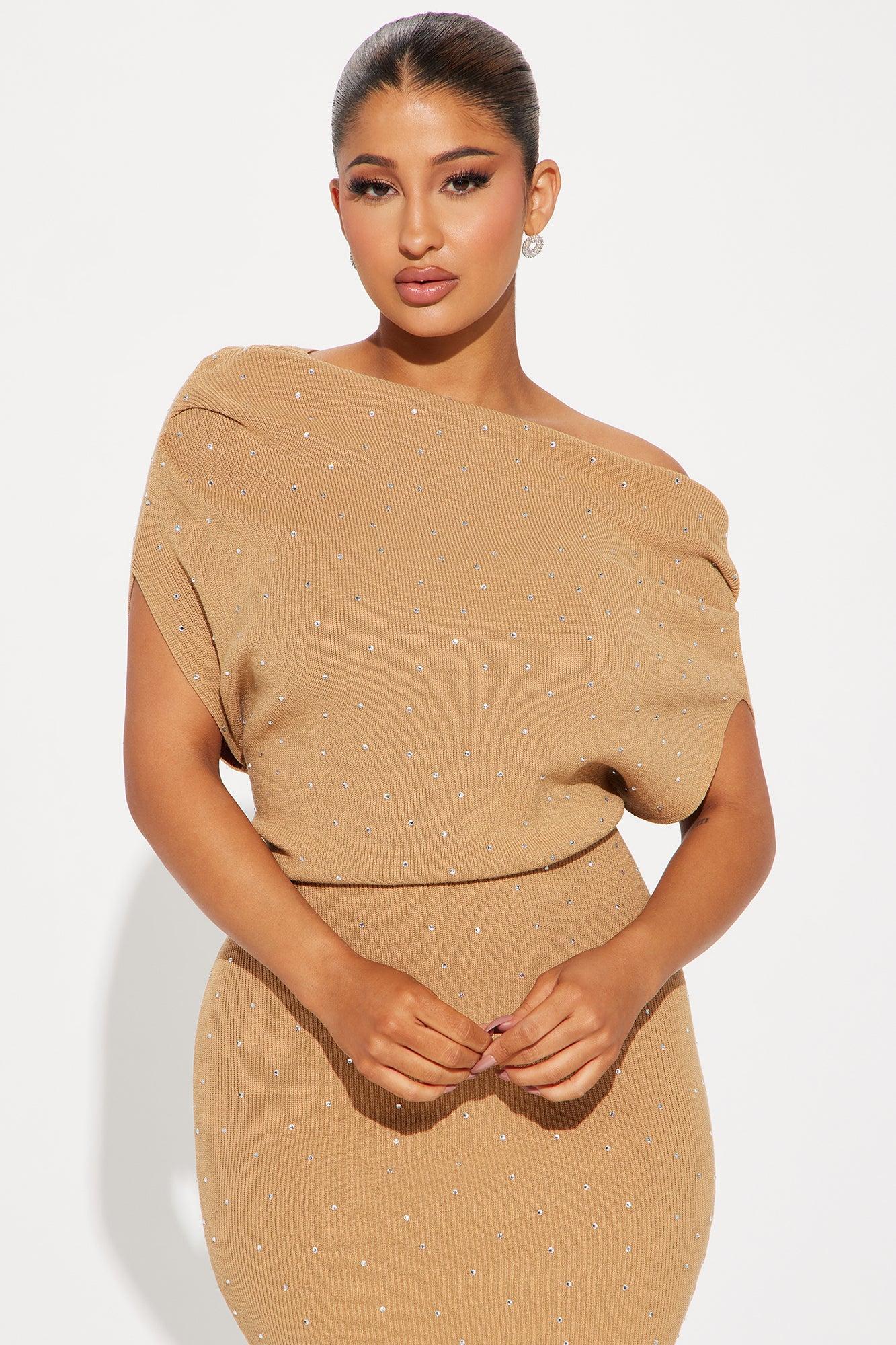 Lucy Sweater Mini Dress - Gold Product Image