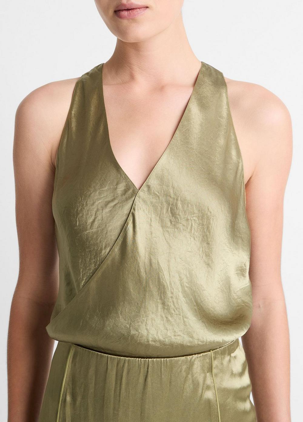 Womens Satin Crossover V-Neck Tank, Earthly, Size L Vince Product Image