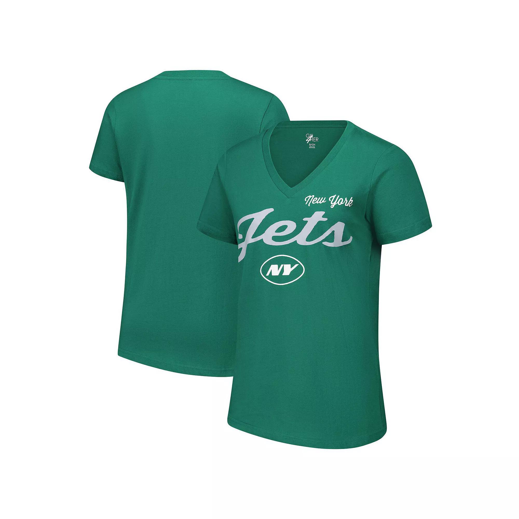 Women's G-III 4Her by Carl Banks Green New York Jets Post Season V-Neck T-Shirt, Size: 2XL Product Image