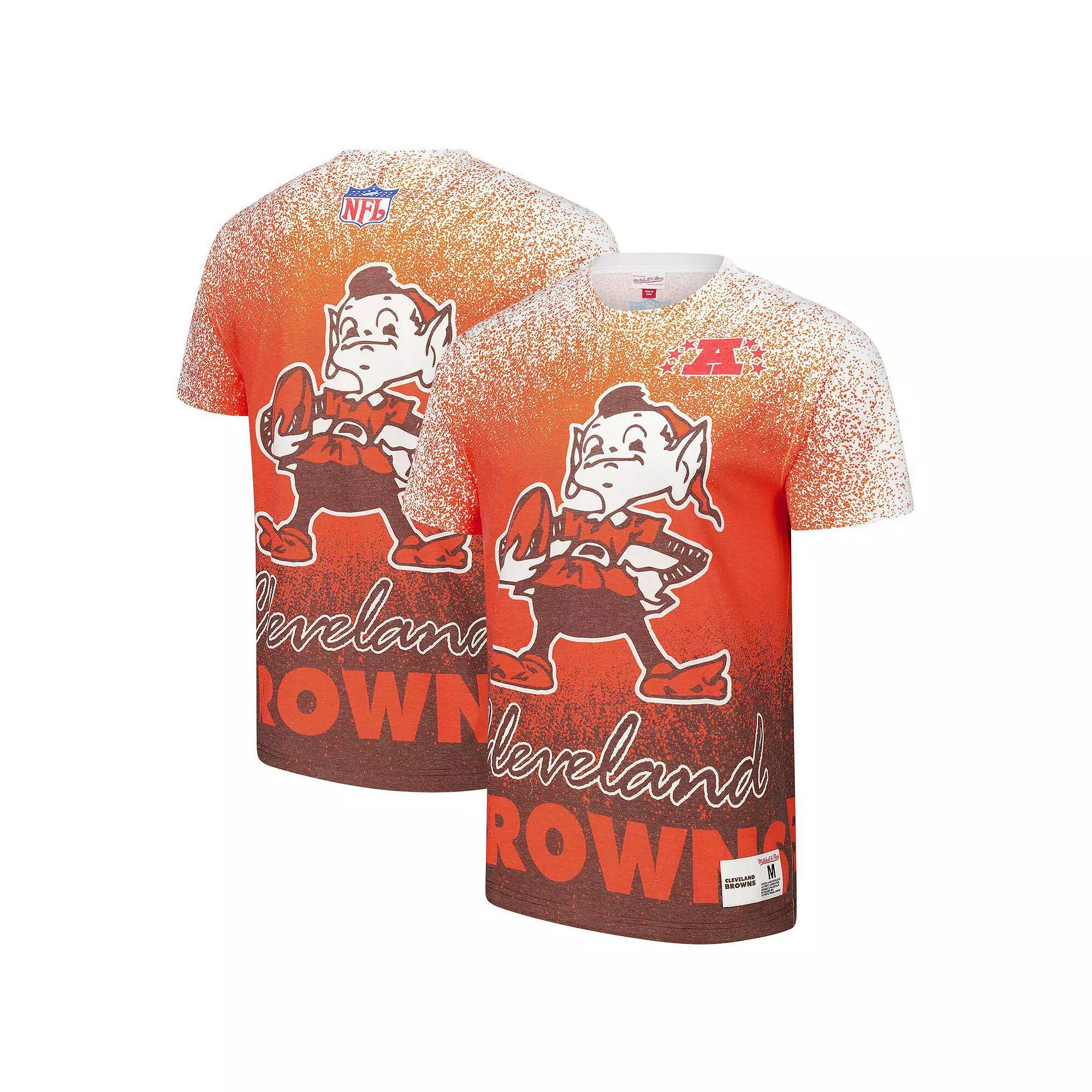 Men's Mitchell & Ness  White Cleveland Browns Team Burst Vintage Logo T-Shirt, Size: XL Product Image