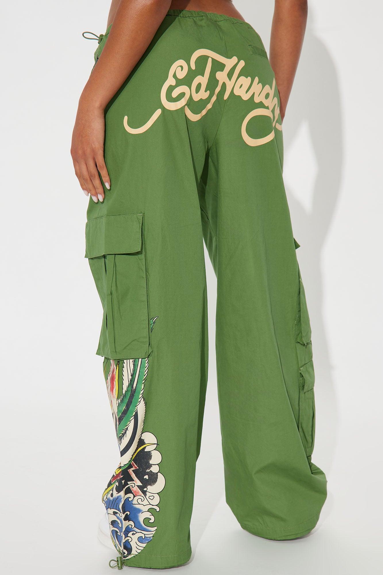 Ed Hardy Peacock Cargo Pants - Army Green Product Image