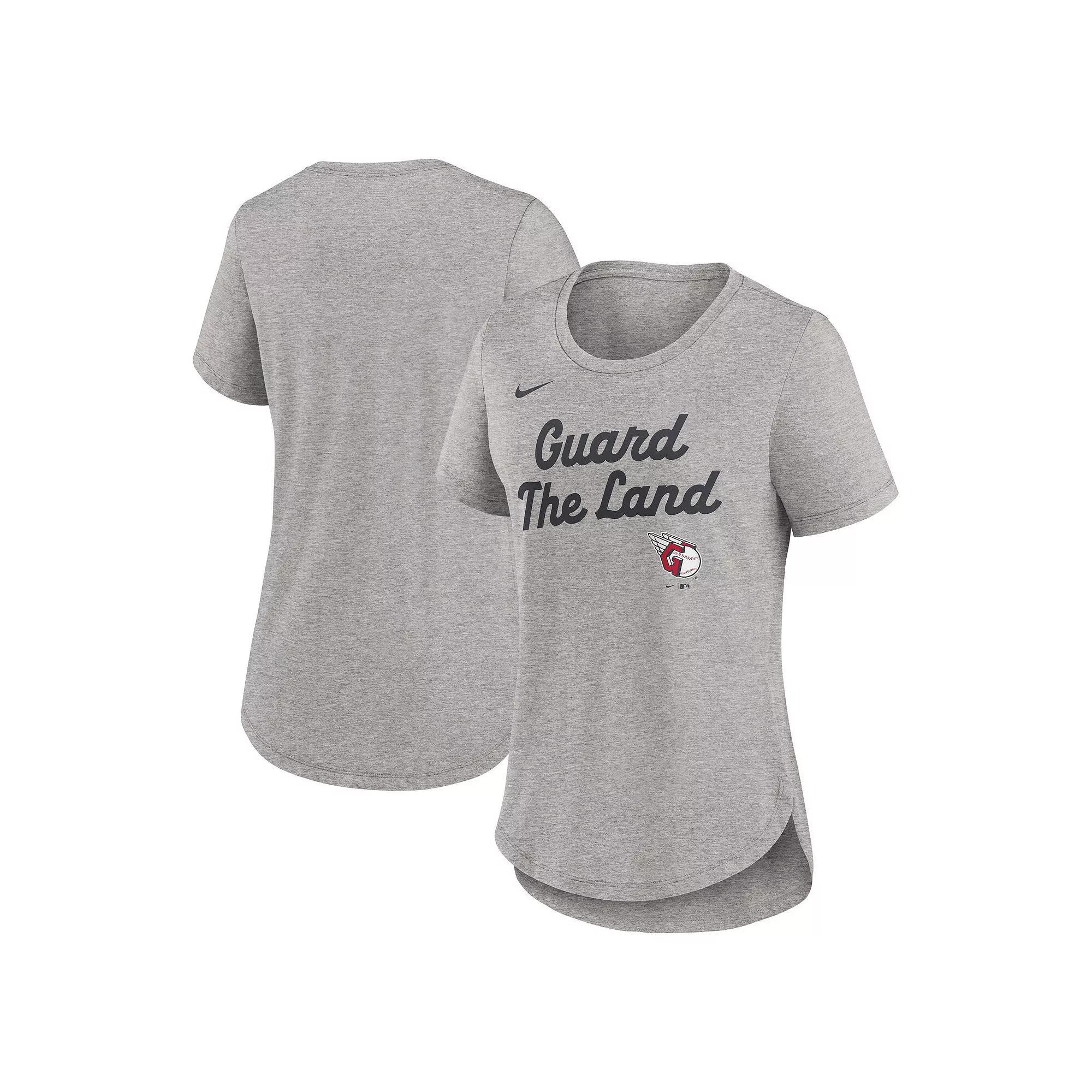 Women's Nike Heather Gray Cleveland Guardians Script Tri-Blend T-Shirt, Size: 2XL, Grd Grey Product Image