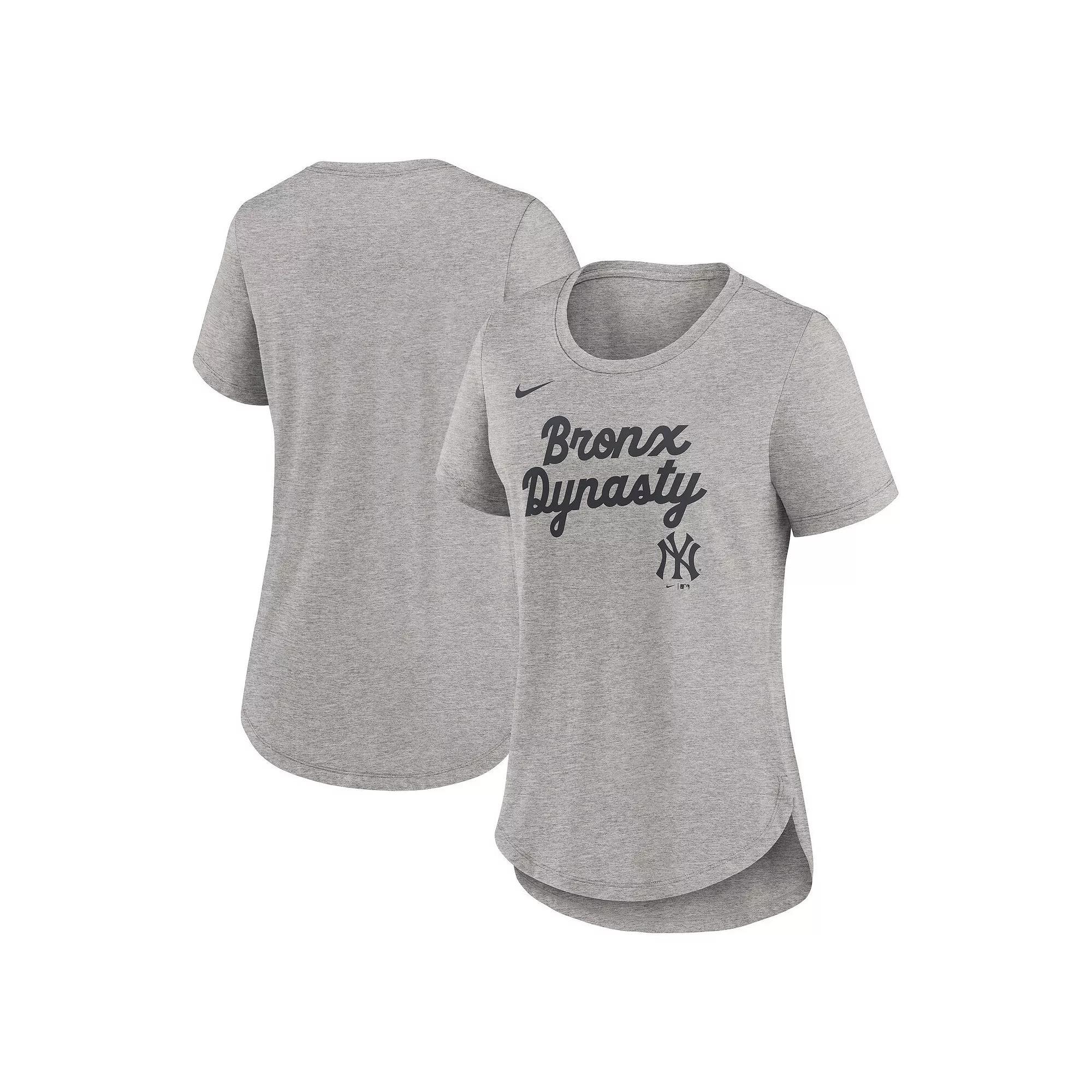 Women's Nike Heather Gray Los Angeles Dodgers Script Tri-Blend T-Shirt, Size: XL, Grey Product Image