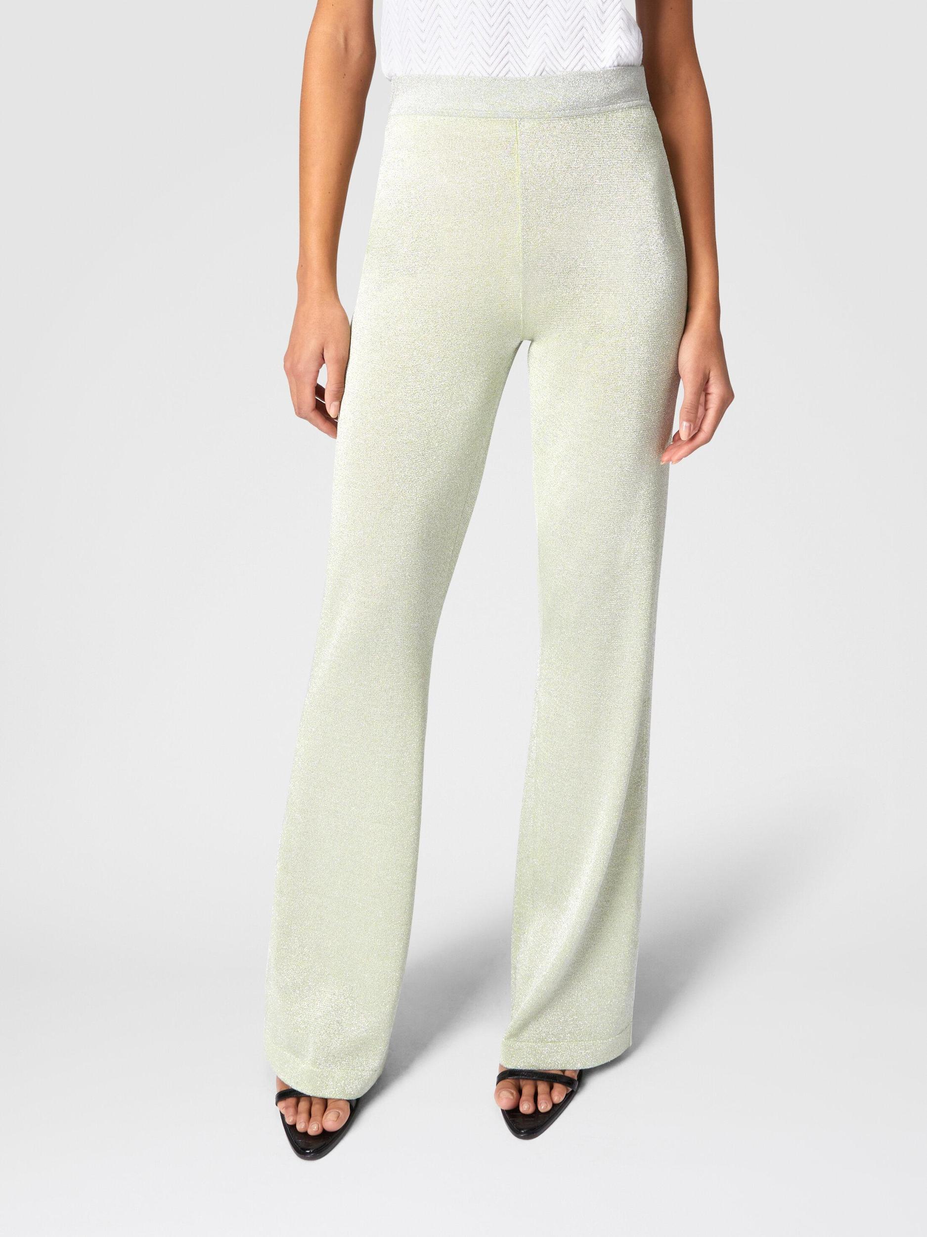 Straight trousers in lamé viscose Product Image