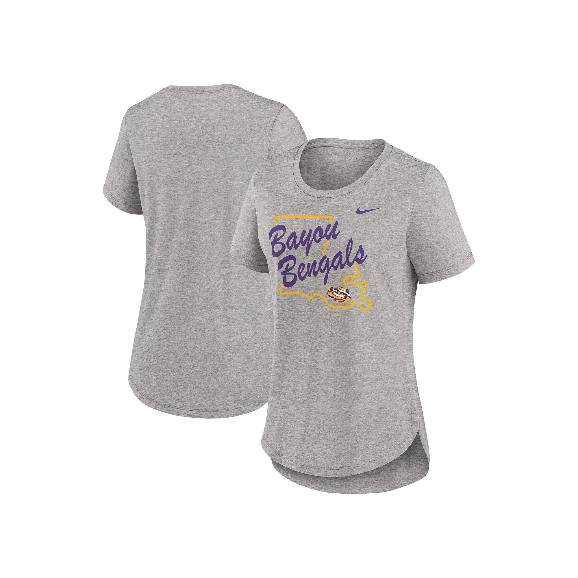 Women's Nike Heather Gray LSU Tigers Local Campus Location Mantra Tri-Blend T-Shirt, Size: Medium, Grey Product Image