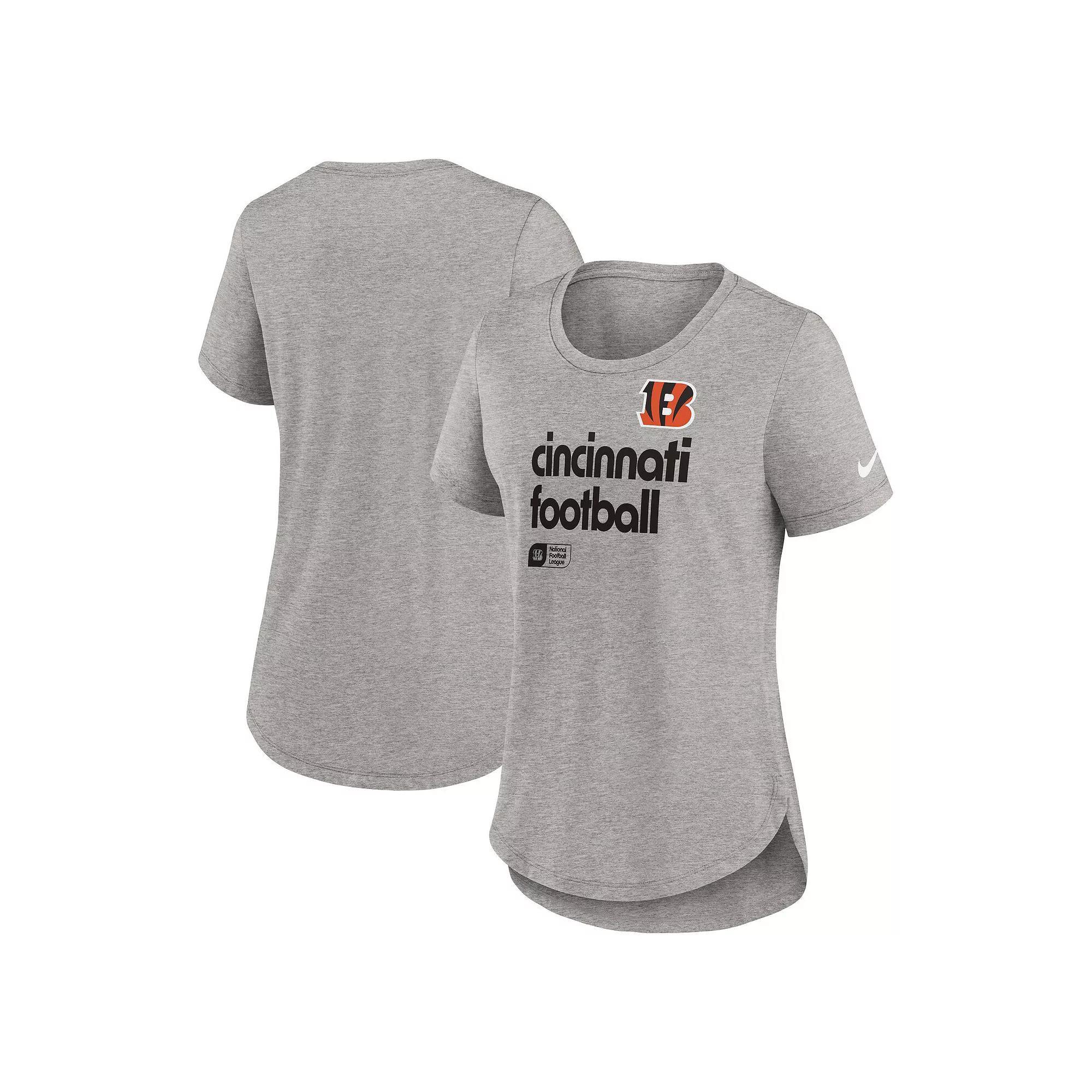 Women's Nike  Heather Gray Cincinnati Bengals Fashion Tri-Blend T-Shirt, Size: 2XL, Grey Product Image