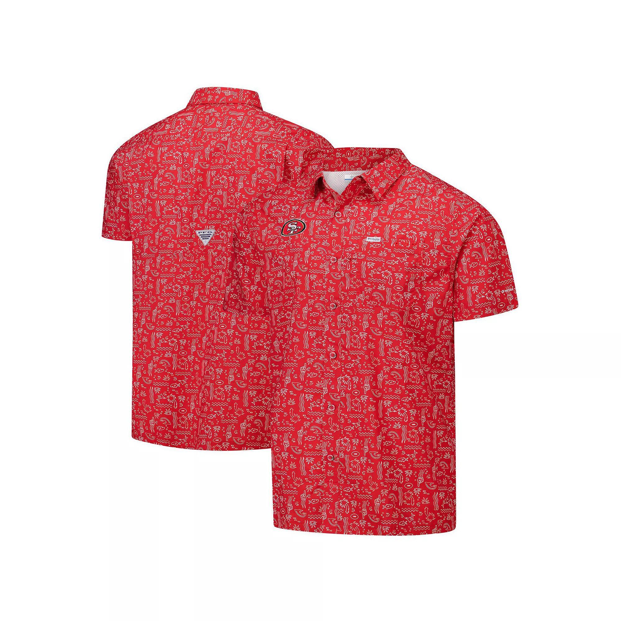 Men's Columbia PFG Red San Francisco 49ers Super Slack Tide Omni-Wick Button-Up Shirt, Size: Large Product Image