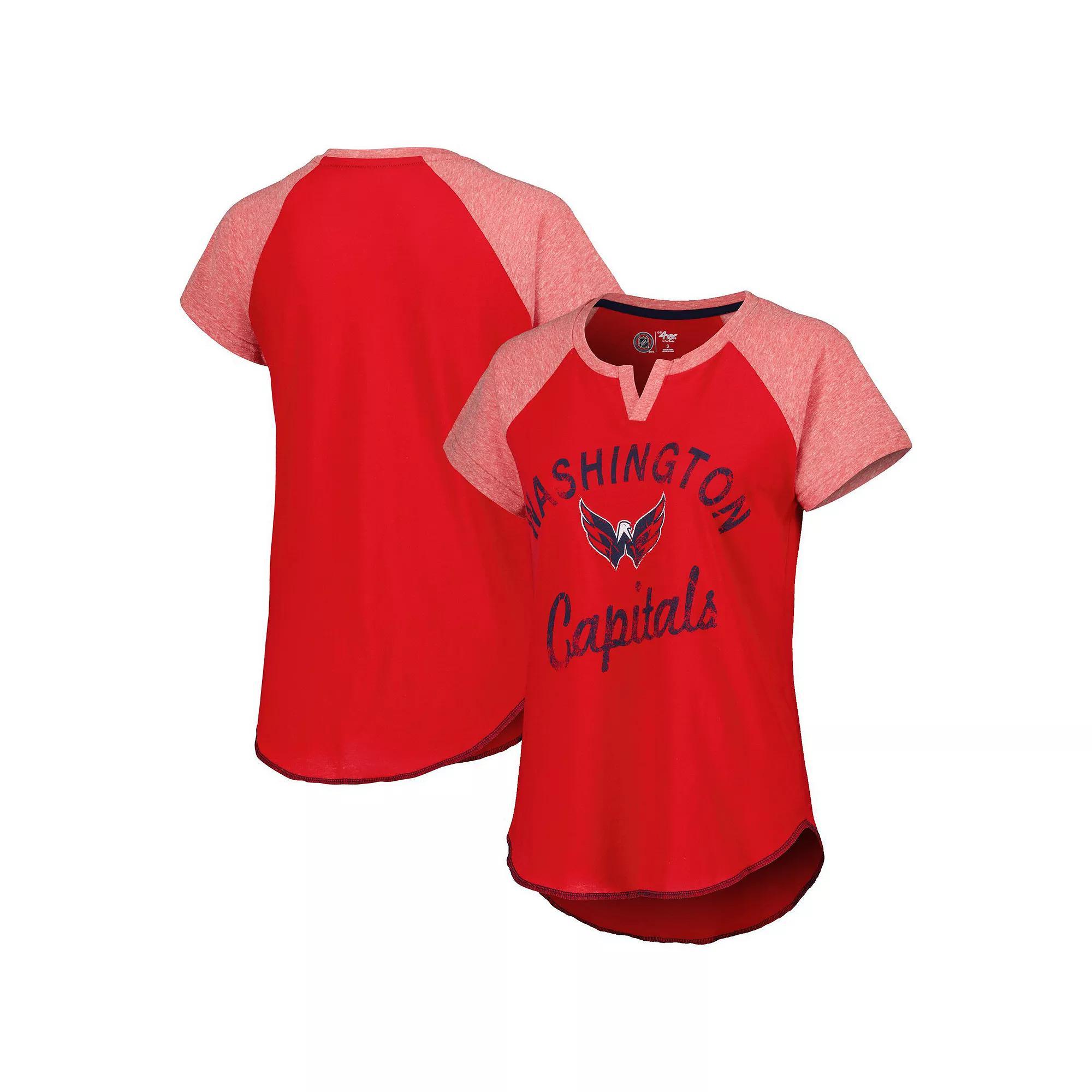 Women's Starter Red Washington Capitals Grand Slam Raglan Notch Neck T-Shirt, Size: Small Product Image